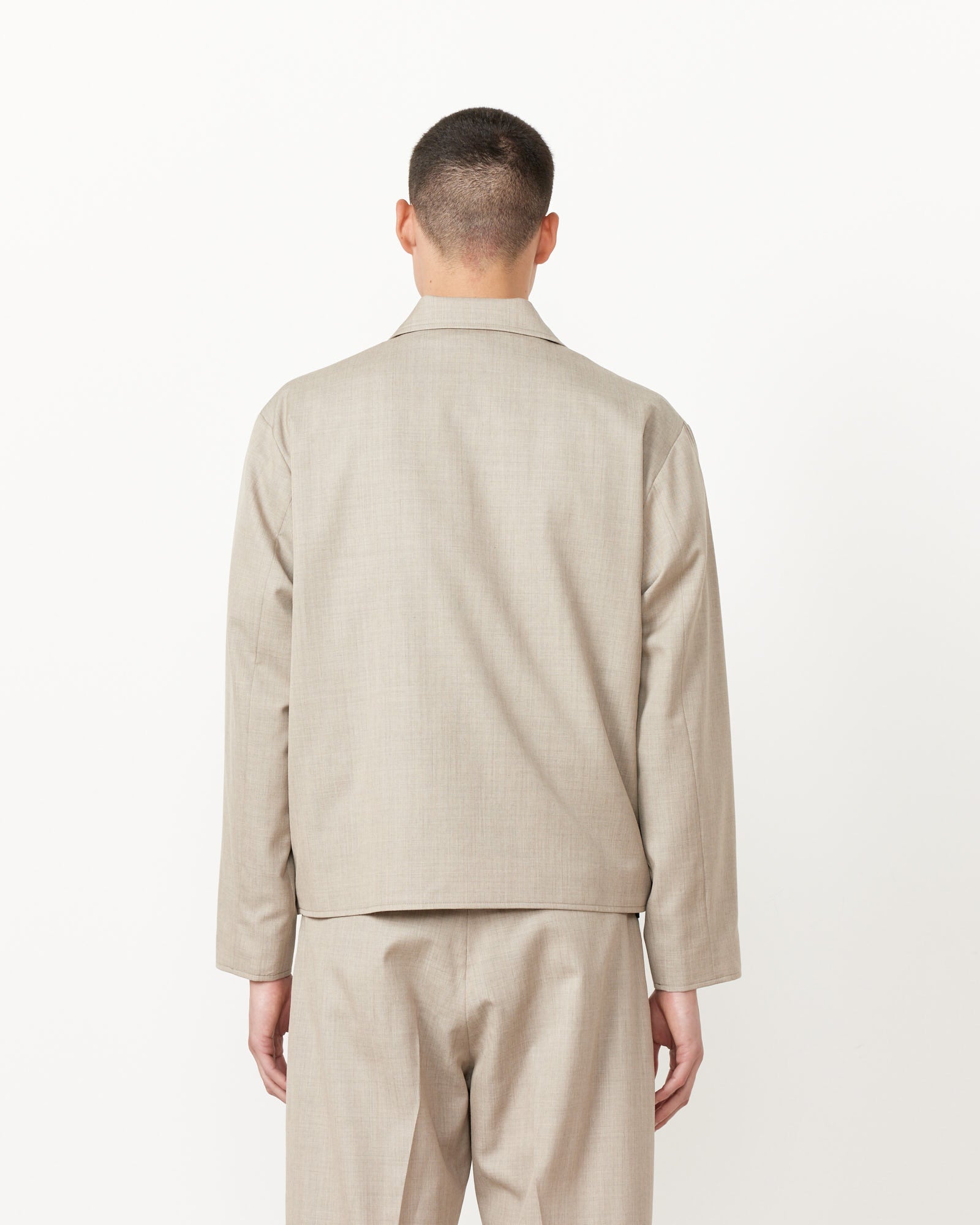 SMOCK Zip Jacket in Wool Gabardine Greige - Greige / L (262589)