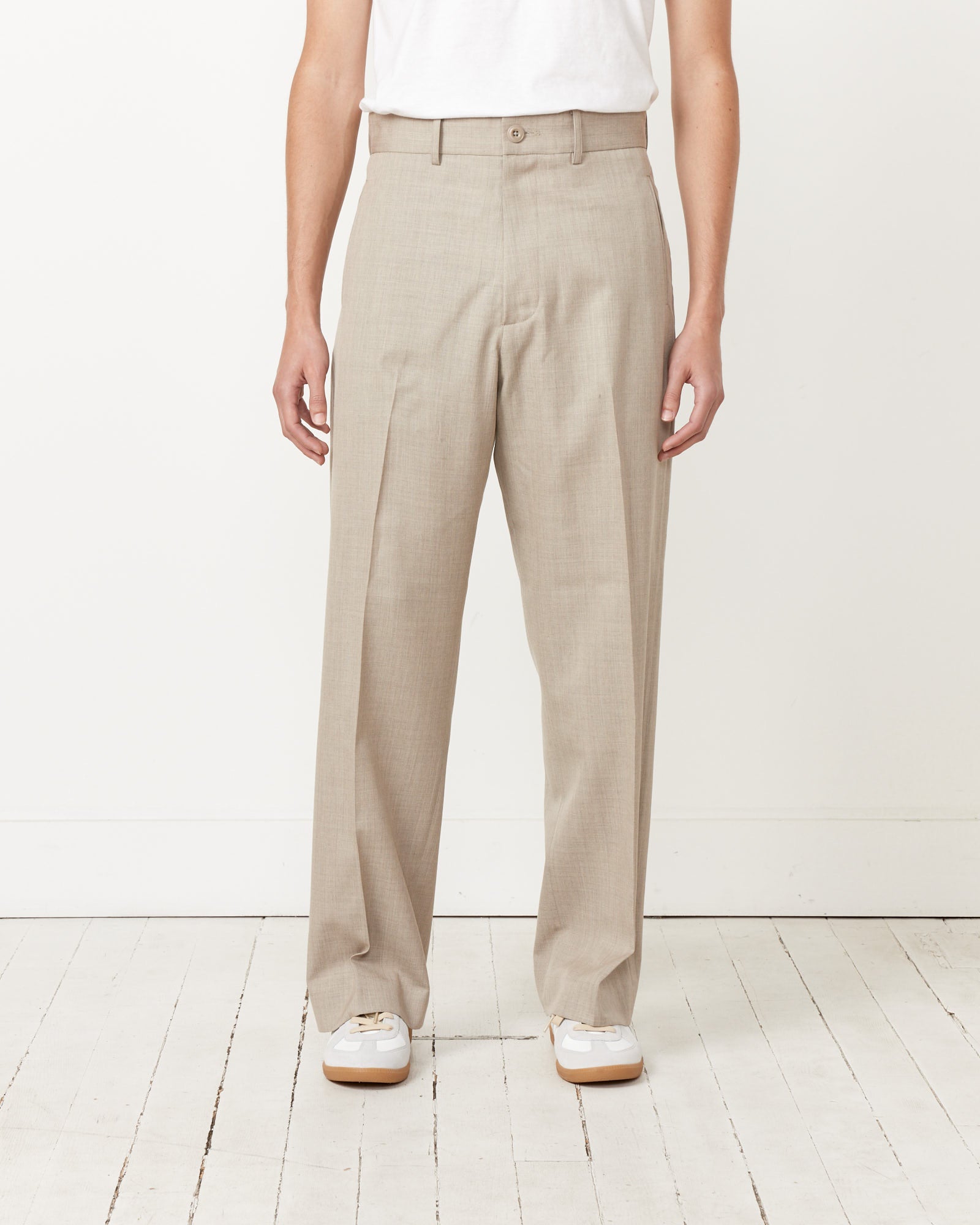 SMOCK Jazz Pant in Wool Gabardine Greige - Greige / M (262596)