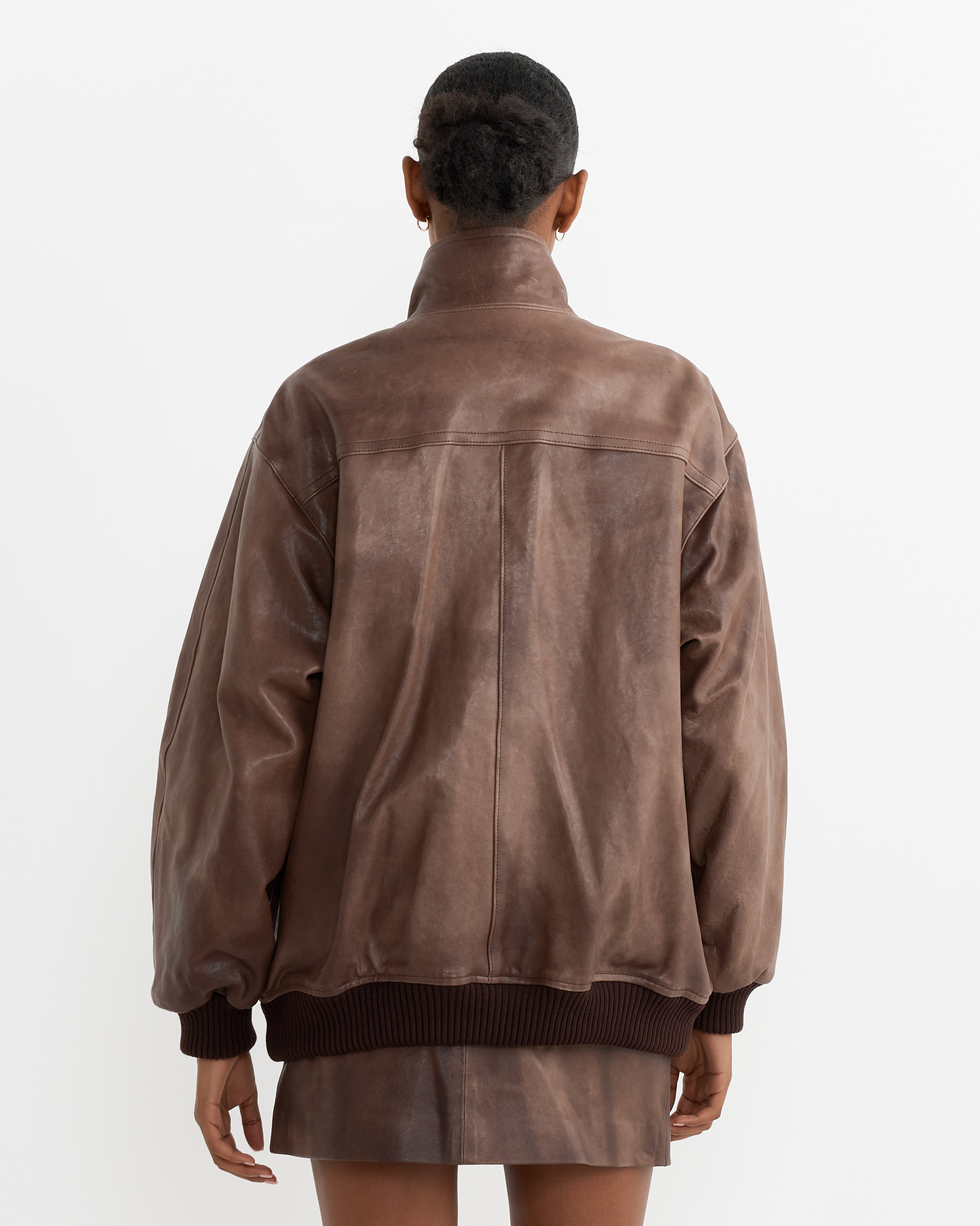 Auralee Lamb Leather Zip Blouson - Dark Brown / 1 (262663)