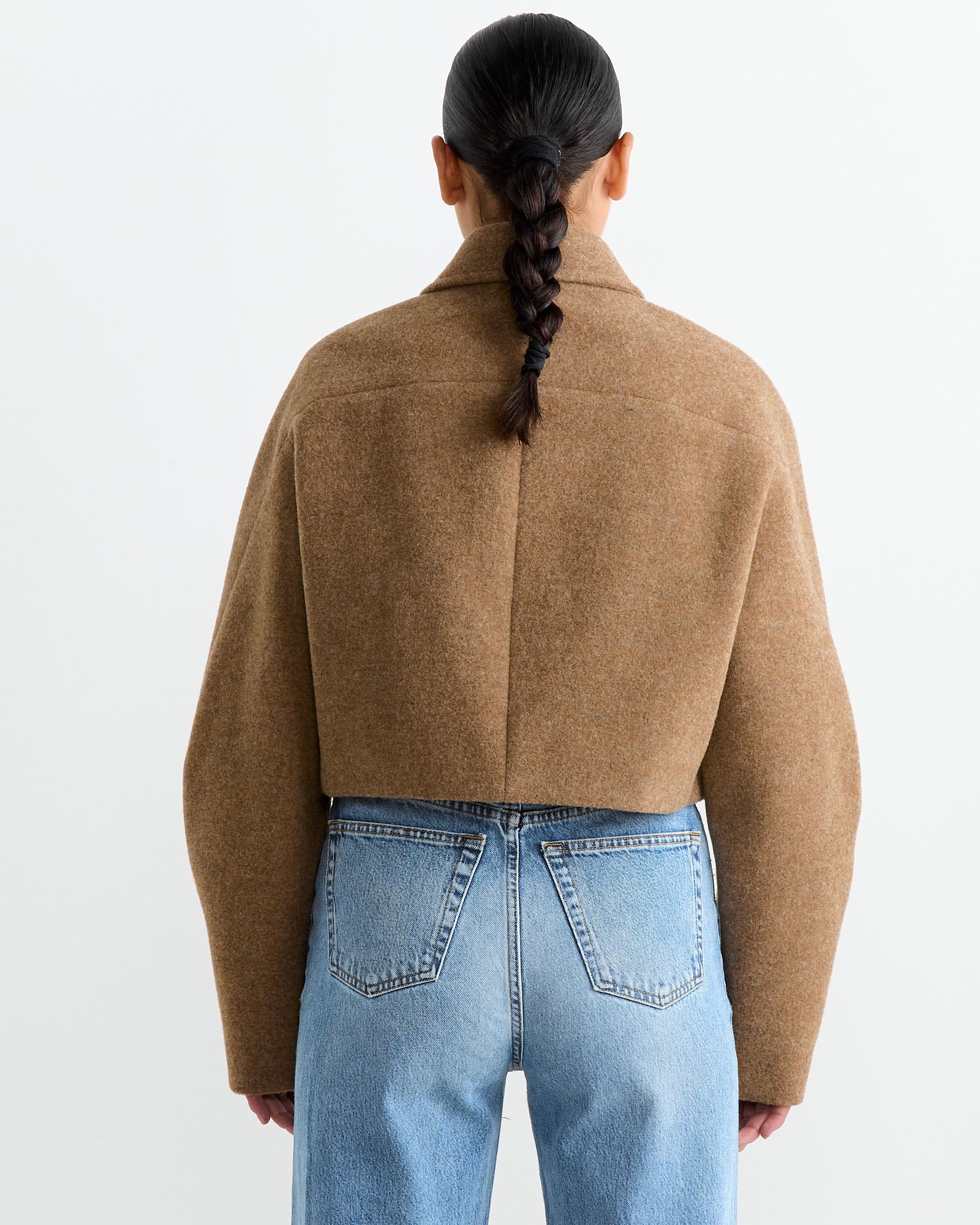 Wool Melton Short Blouson in Top Brown