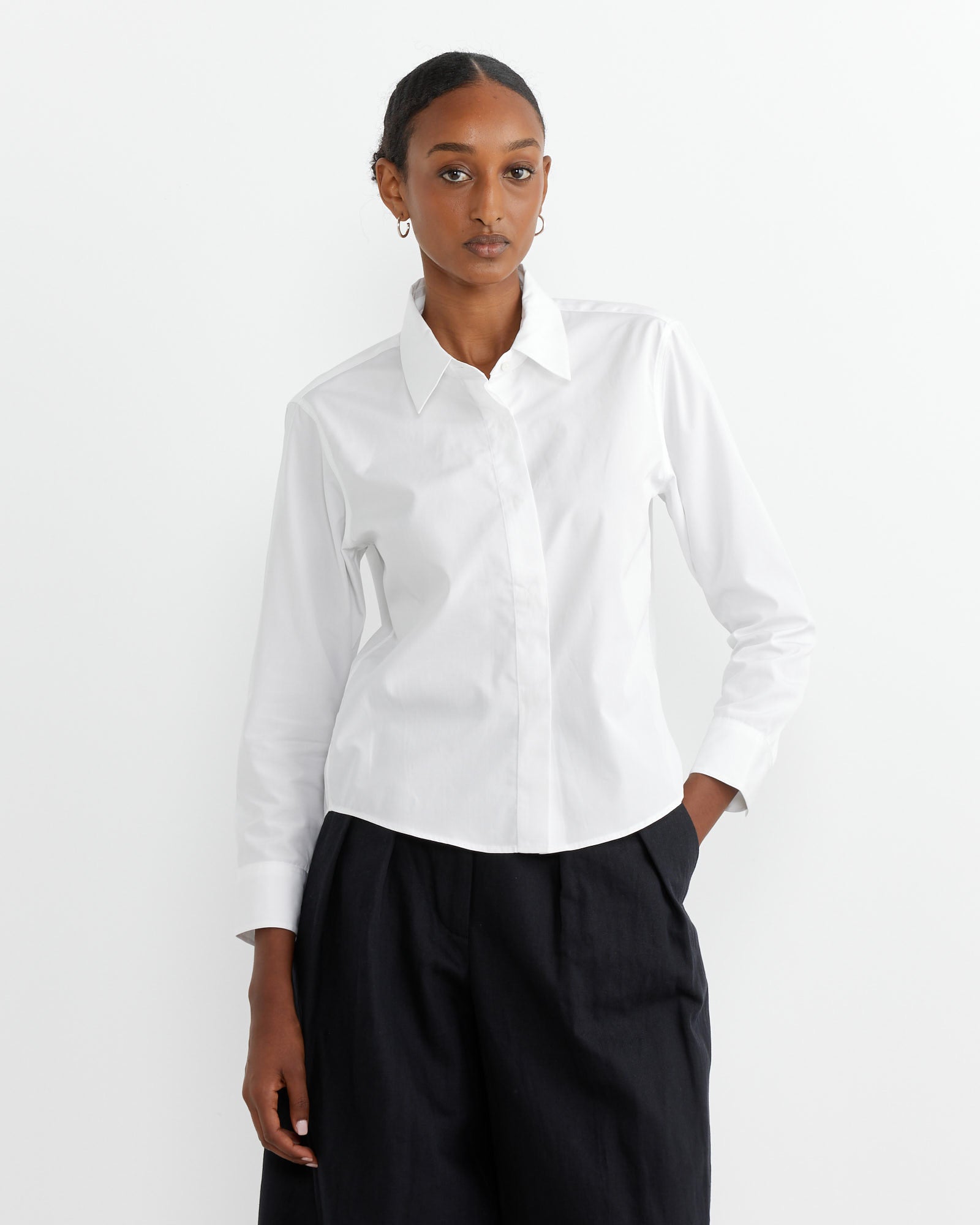 Fitted Cotton Shirt in White