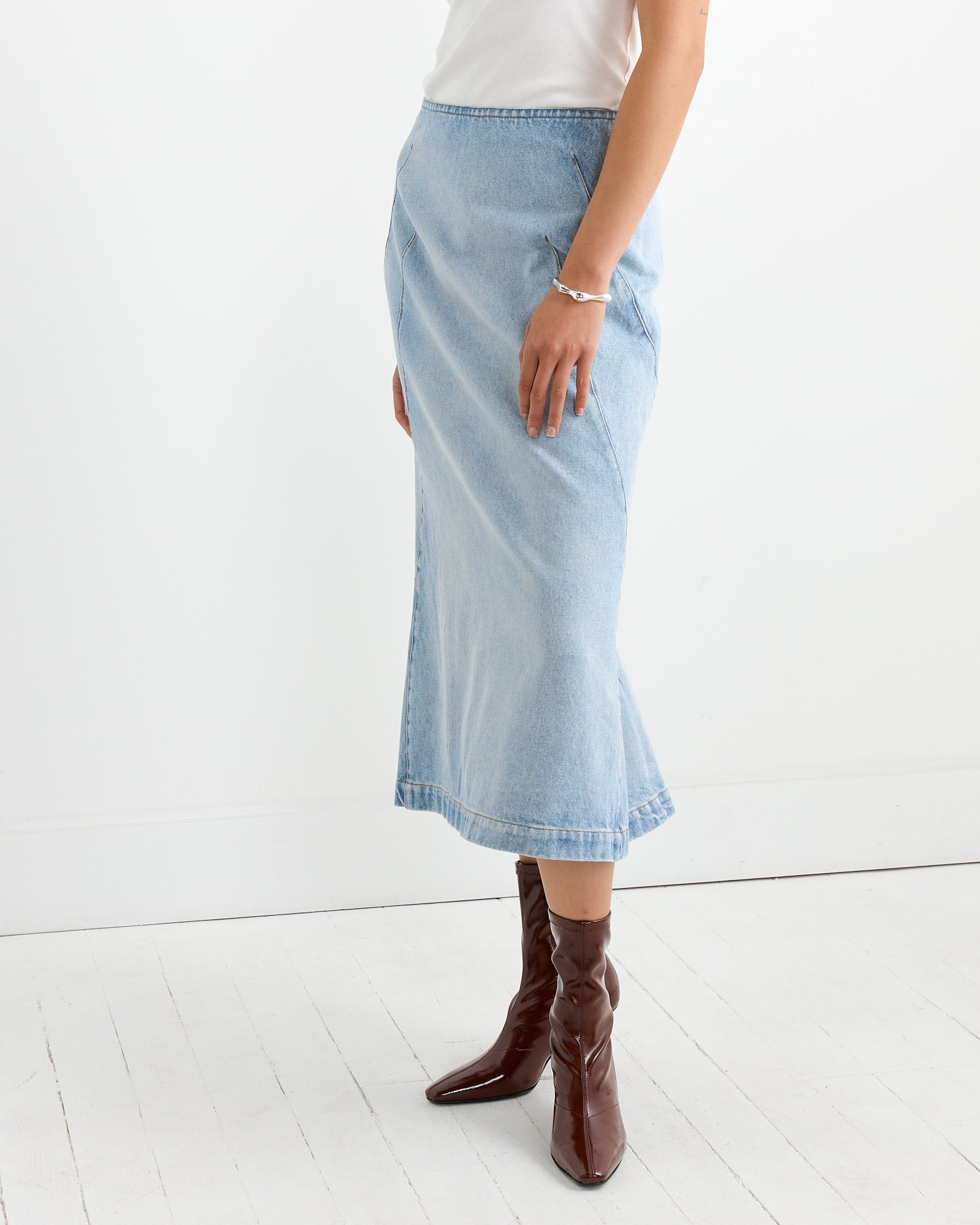 Denim Midi skirt in Light Blue