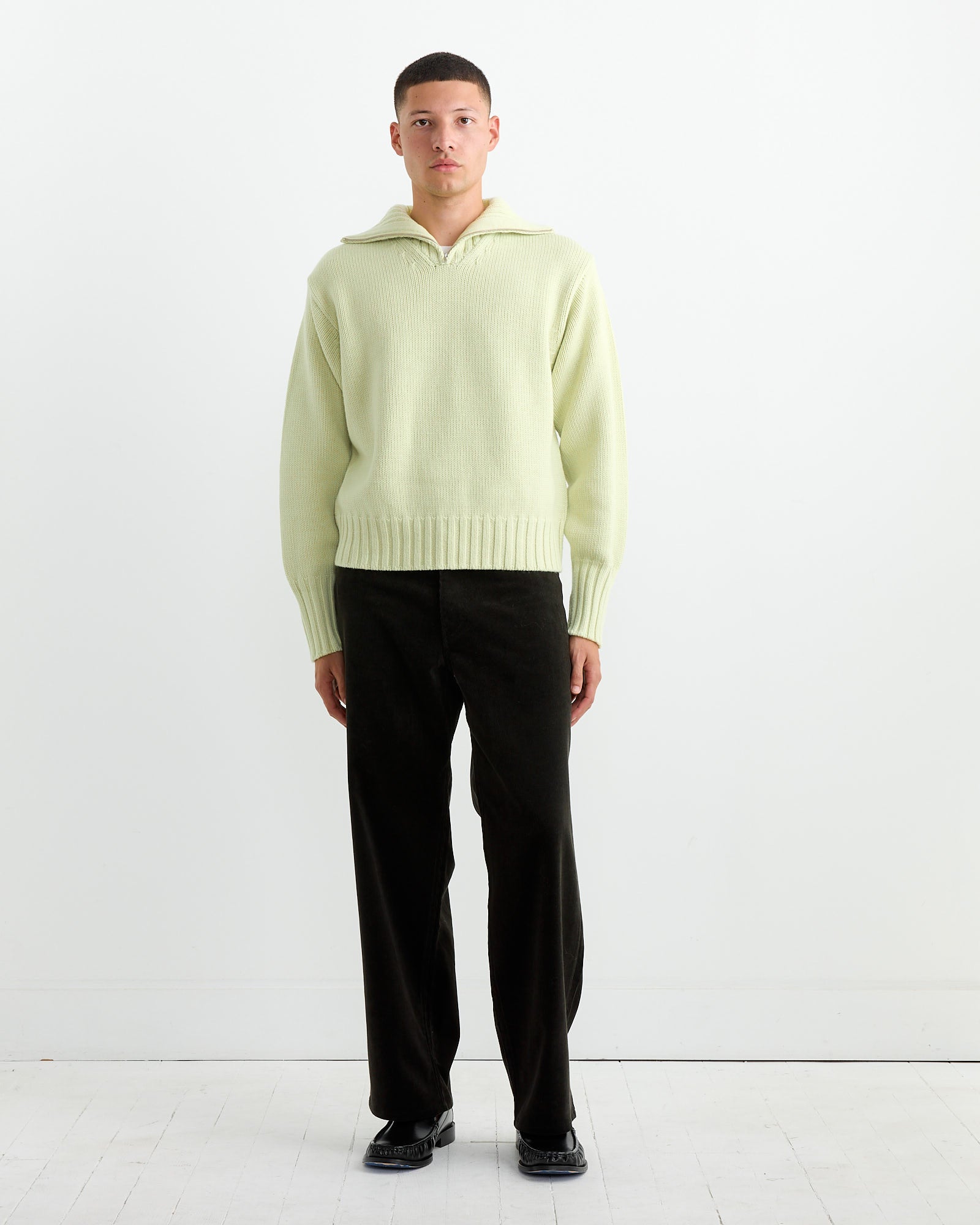 Auralee Wool Knit Half Zip Pullover Light Lime - Light Lime / 4 (262797)