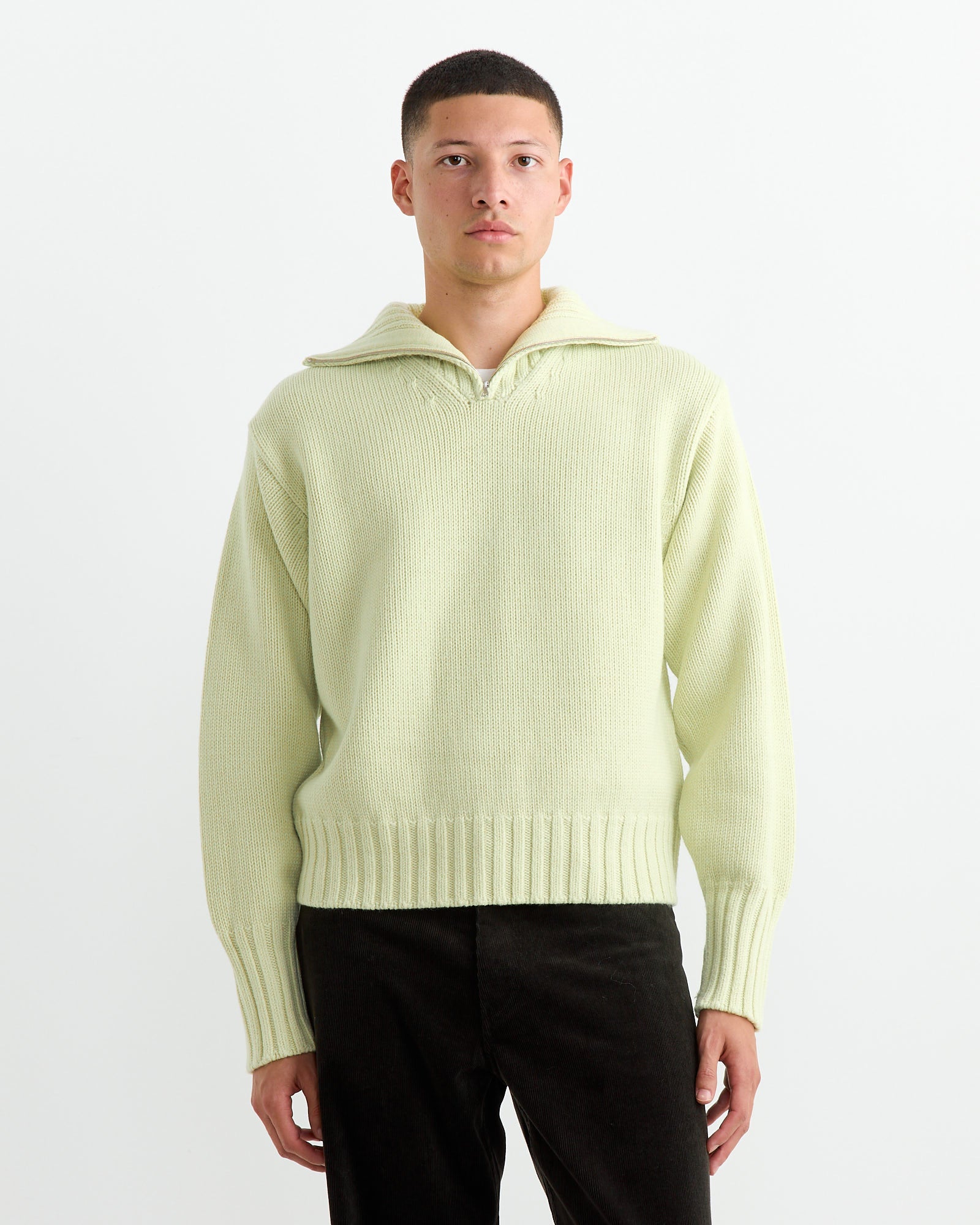 Auralee Wool Knit Half Zip Pullover Light Lime - Light Lime / 4 (262797)