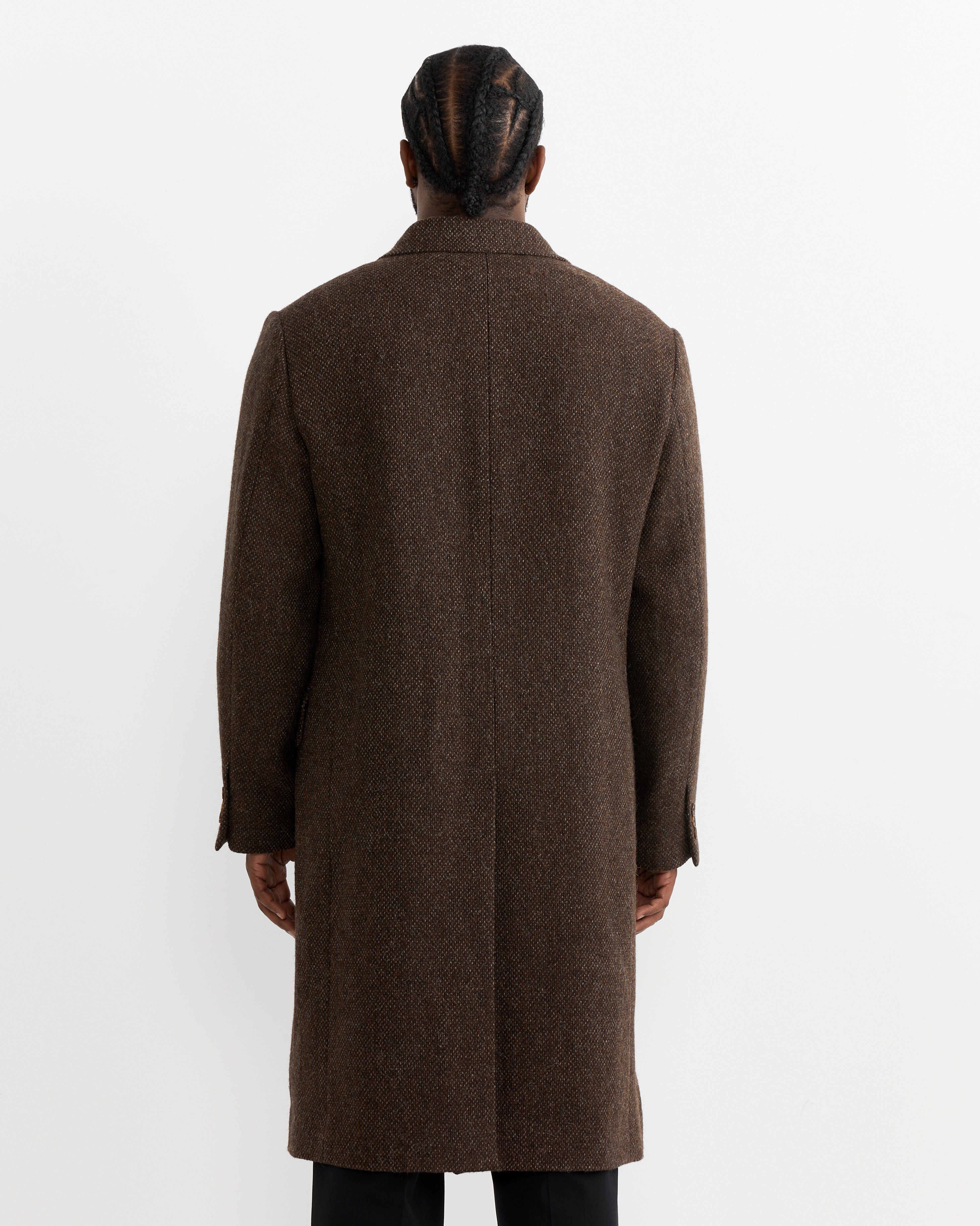 Lama Wool Chesterfield Coat in Brown