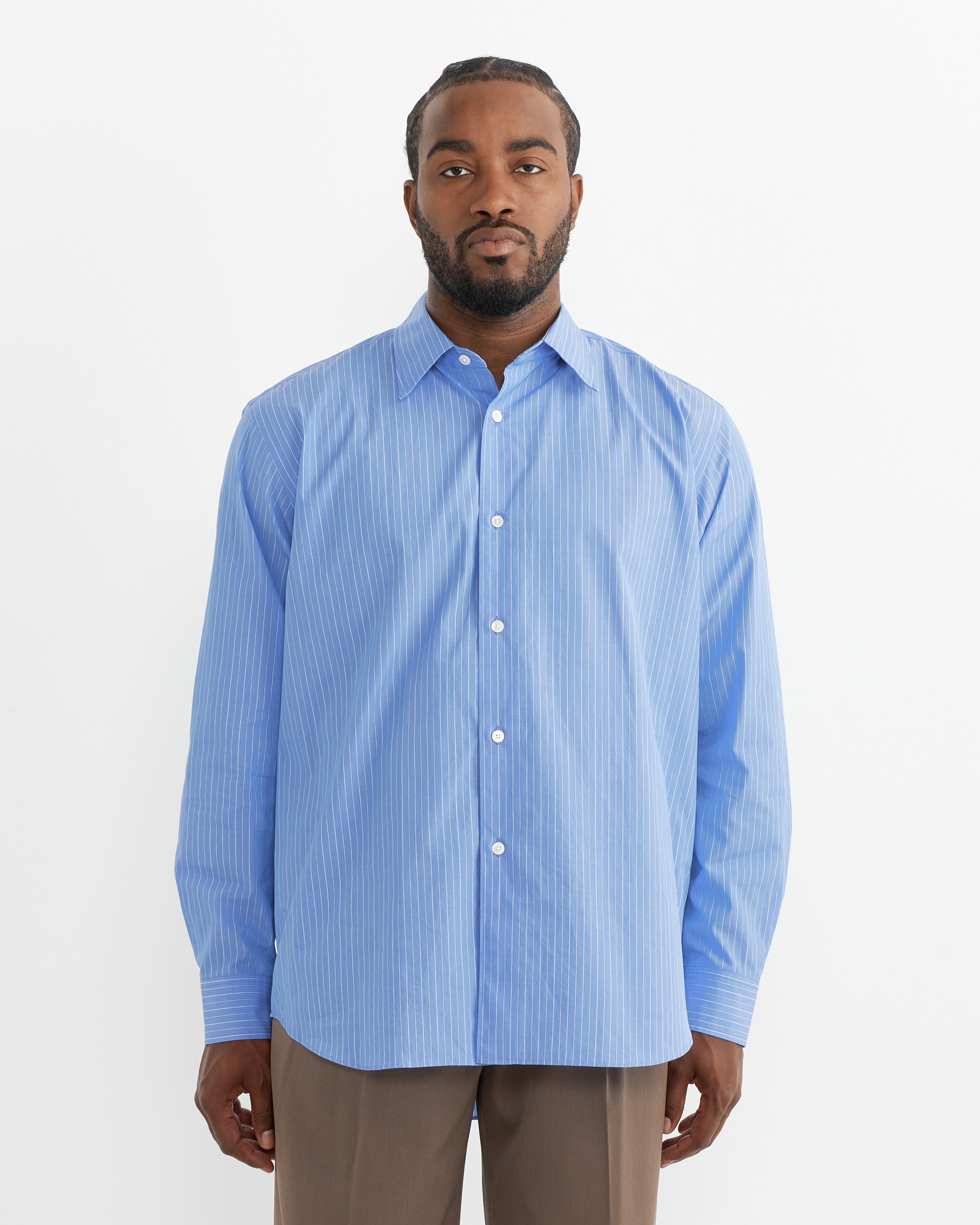 Auralee Suvin High Count Shirt Sax Blue - Sax Blue / 4 (262803)