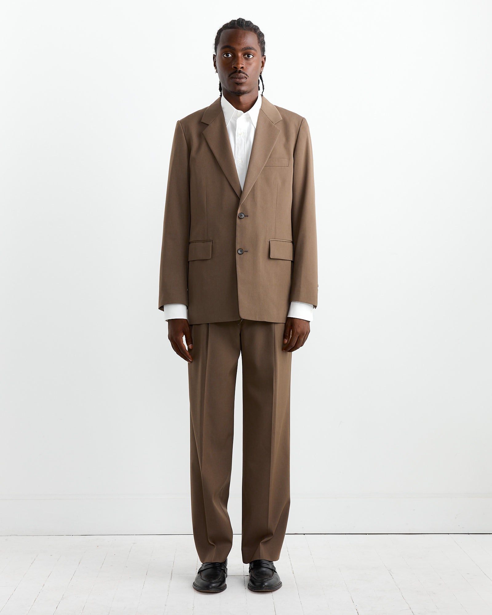 Light Wool Gabardine Jacket in Top Brown