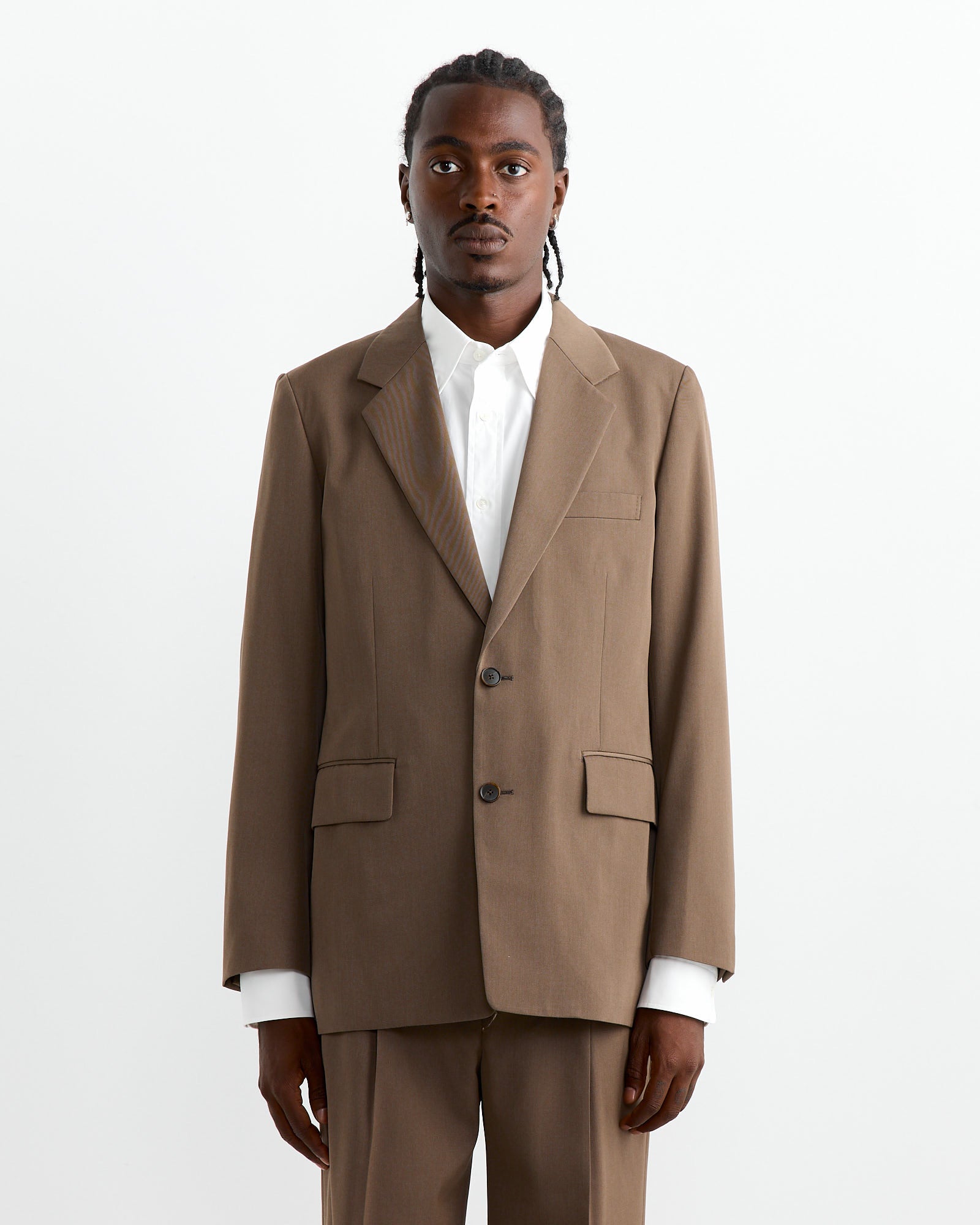 Light Wool Gabardine Jacket in Top Brown