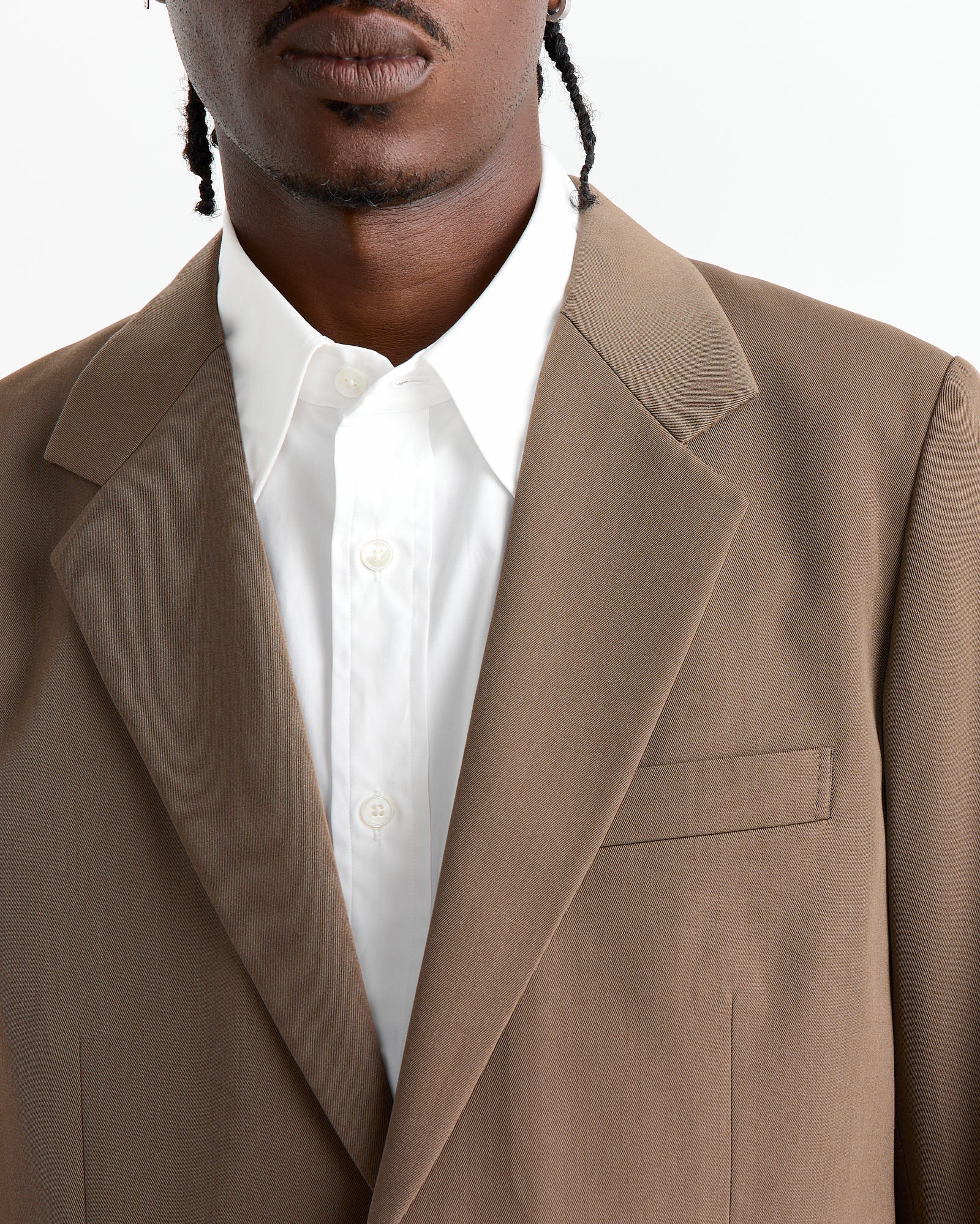 Light Wool Gabardine Jacket in Top Brown