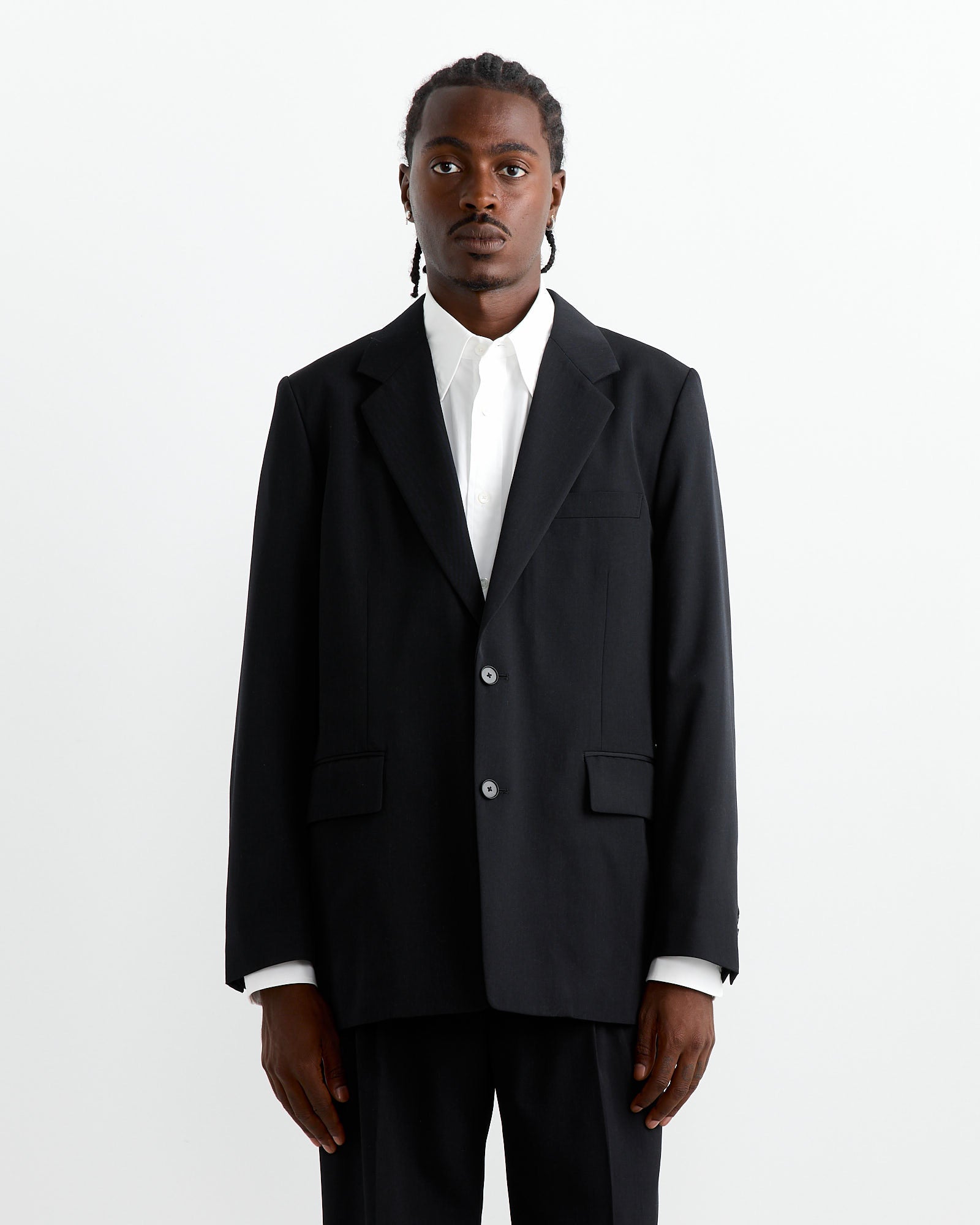 Light Wool Gabardine Jacket in Top Black