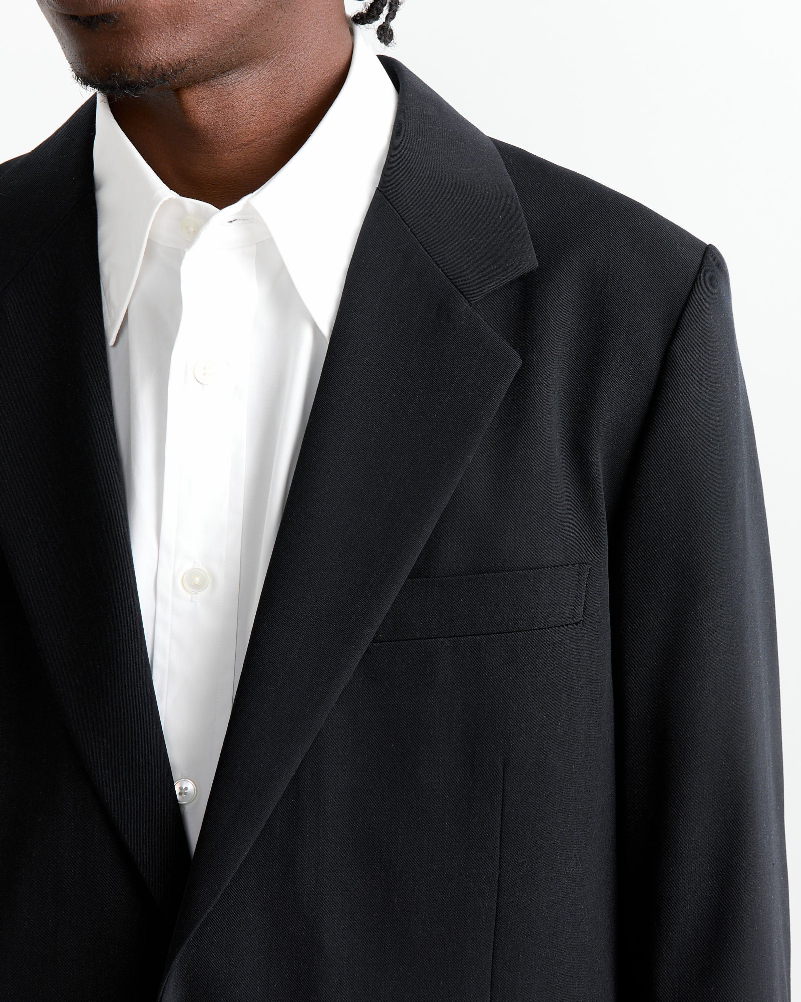 Light Wool Gabardine Jacket in Top Black