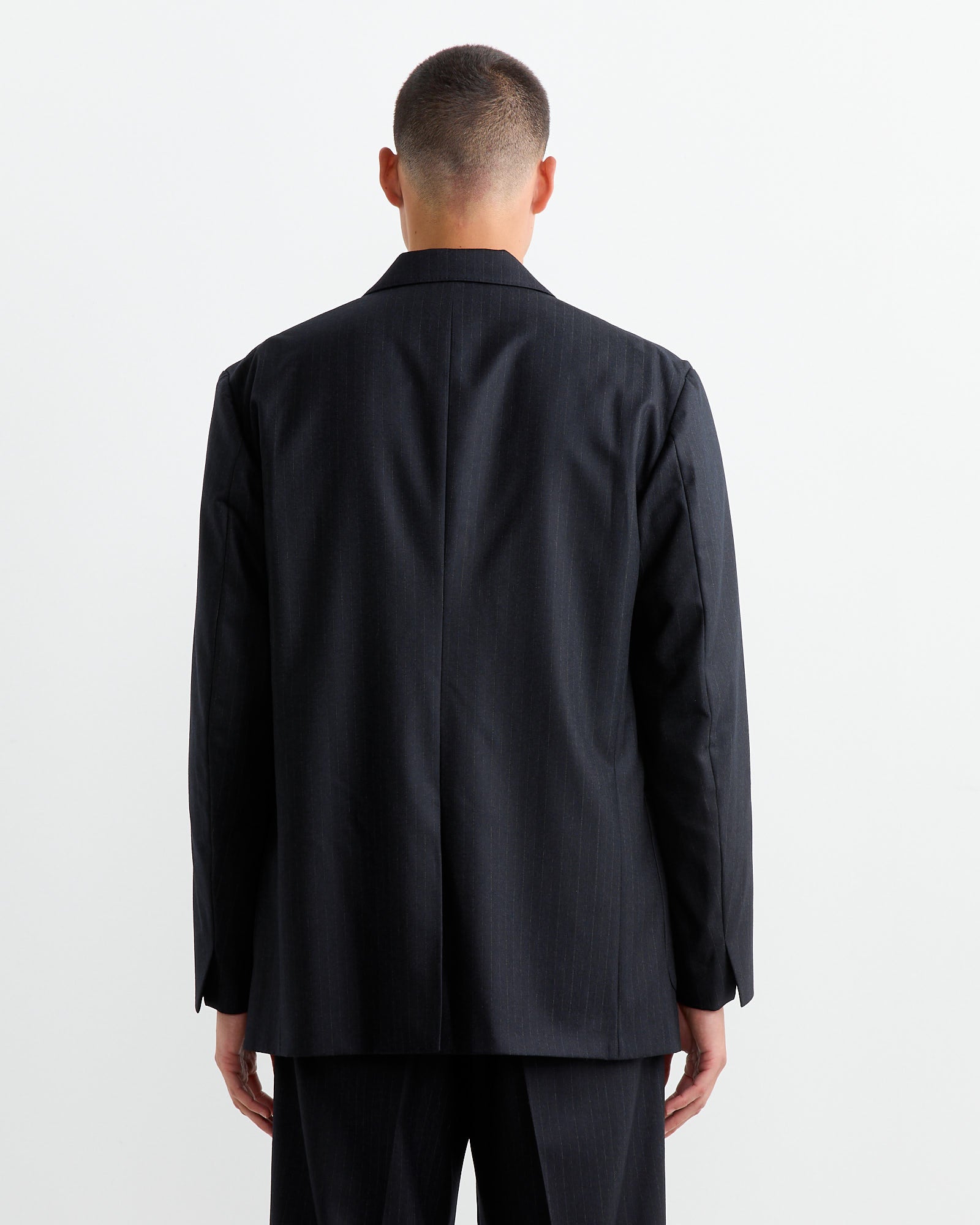 Wool Flannel Stripe Jacket in Top Dark Navy