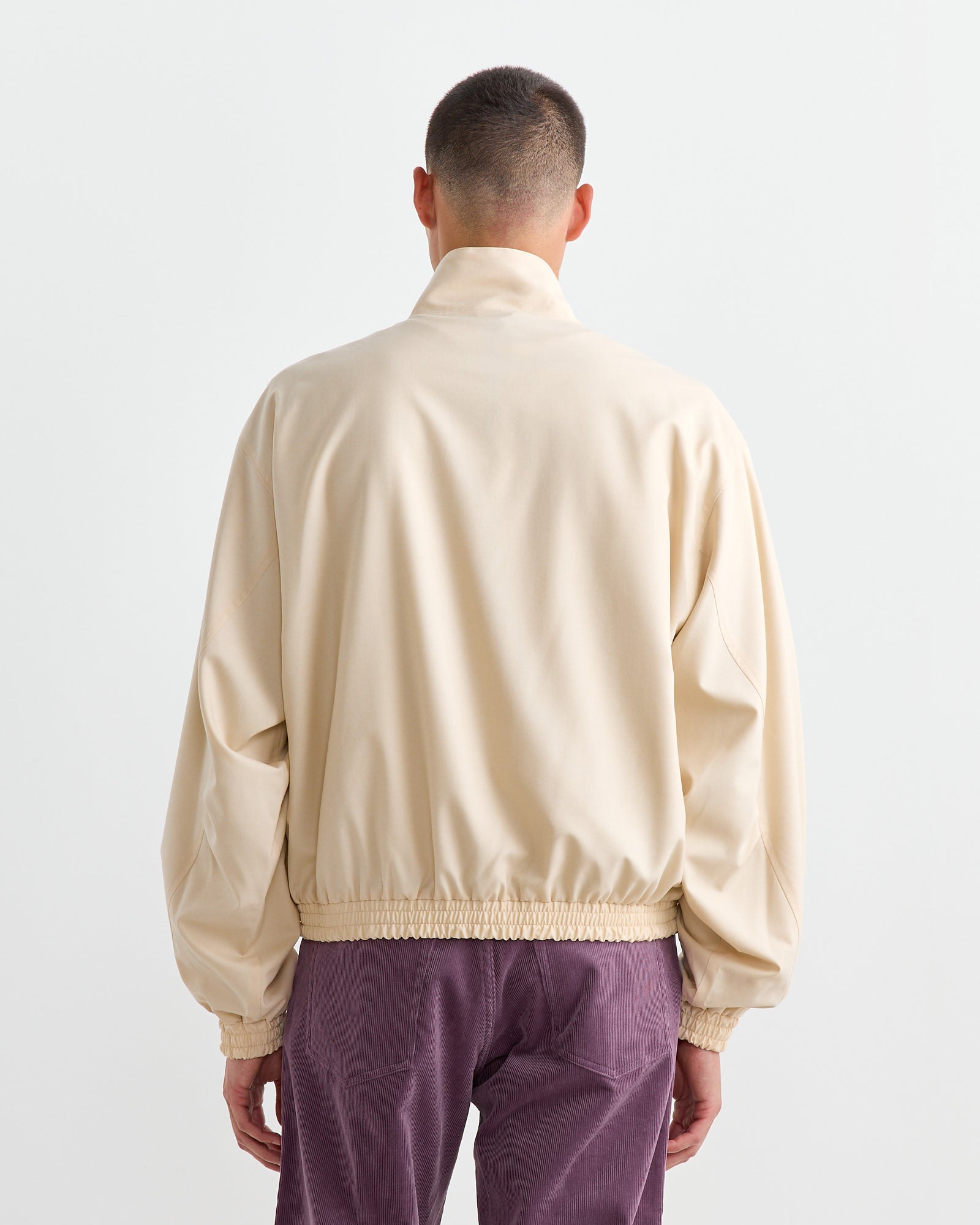 Tropical Wool Zip Blouson in Ivory Beige