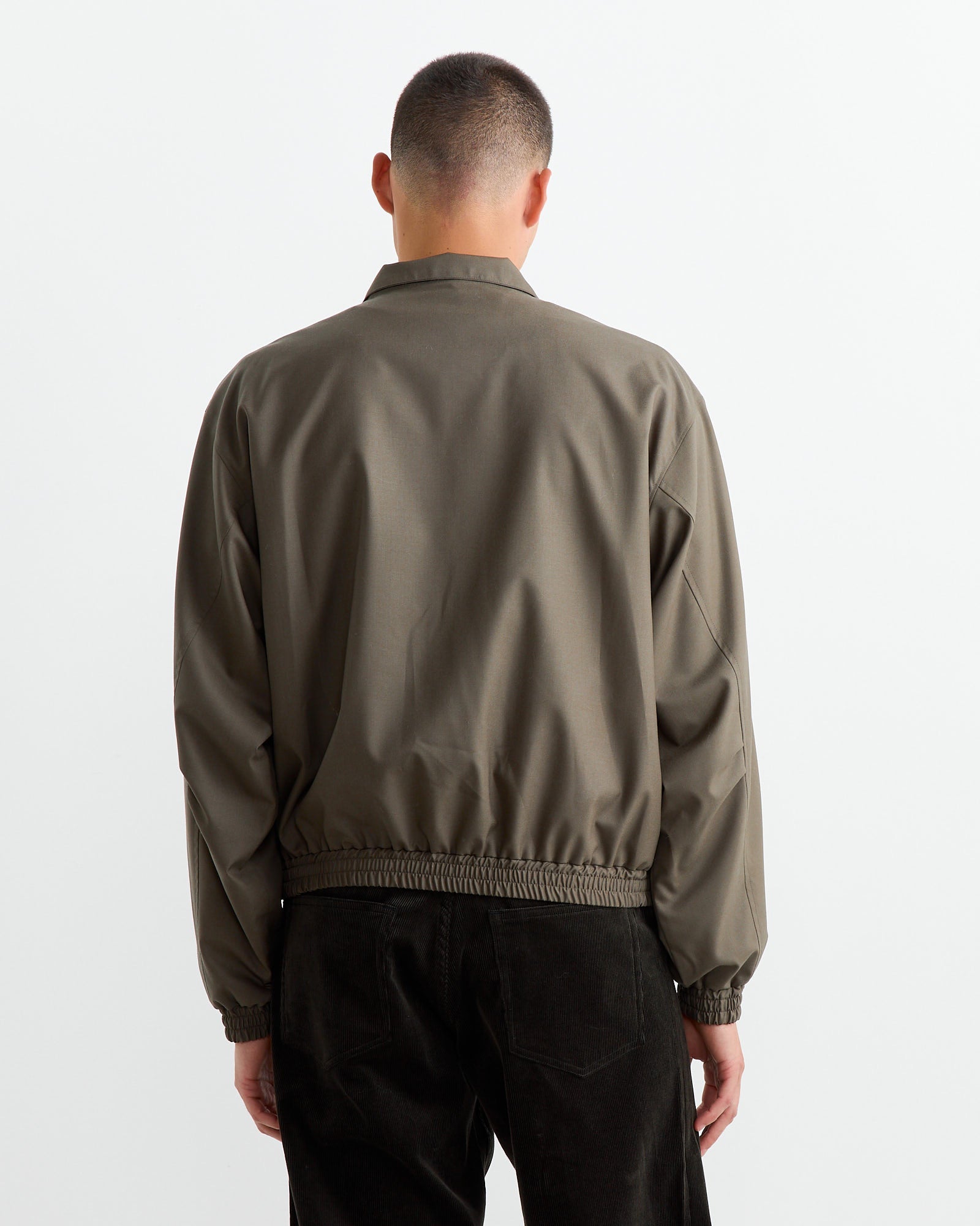 Tropical Wool Zip Blouson in Dark Khaki