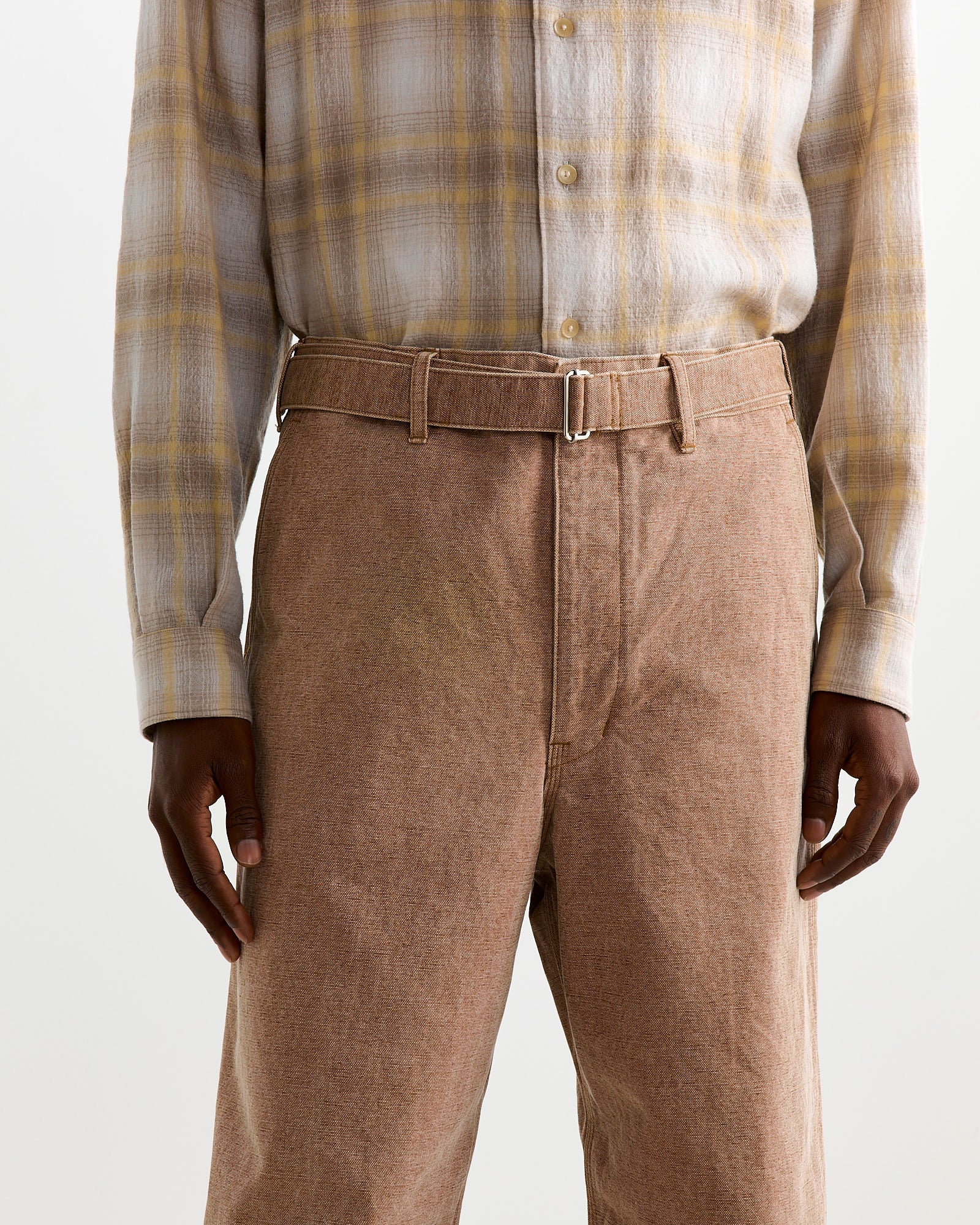 Canvas Belted Pant in Light Brown