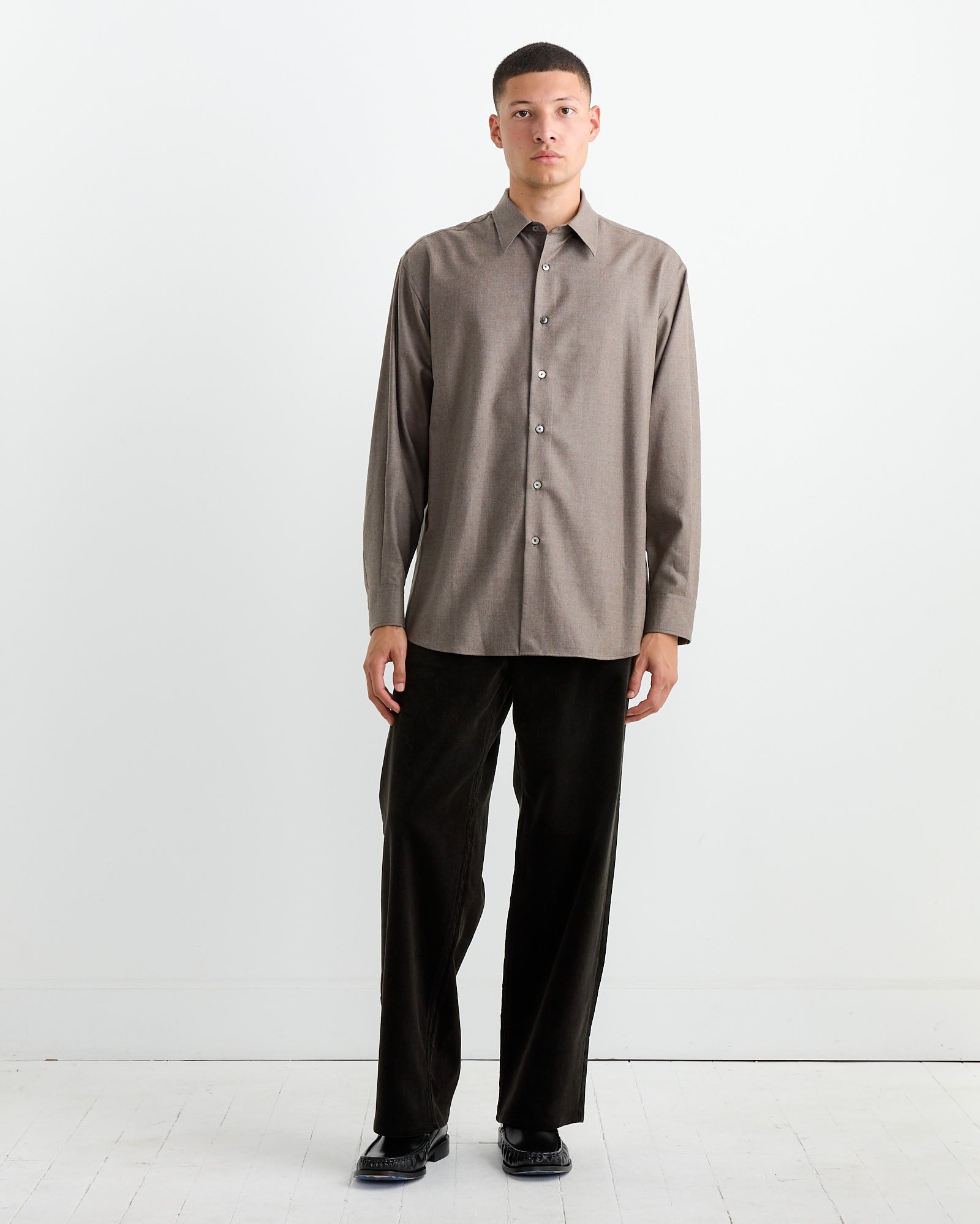 Super Light Wool Shirt in Top Brown