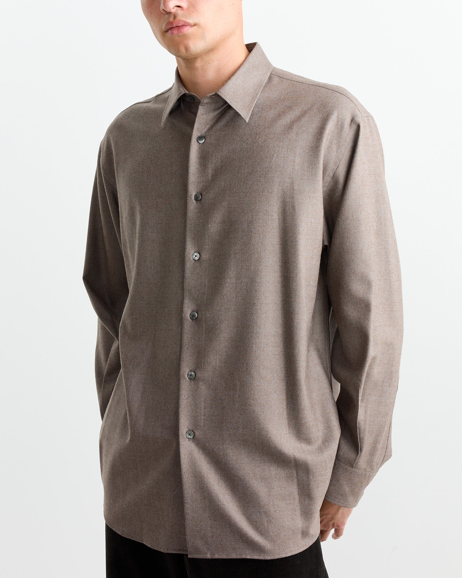 Super Light Wool Shirt in Top Brown