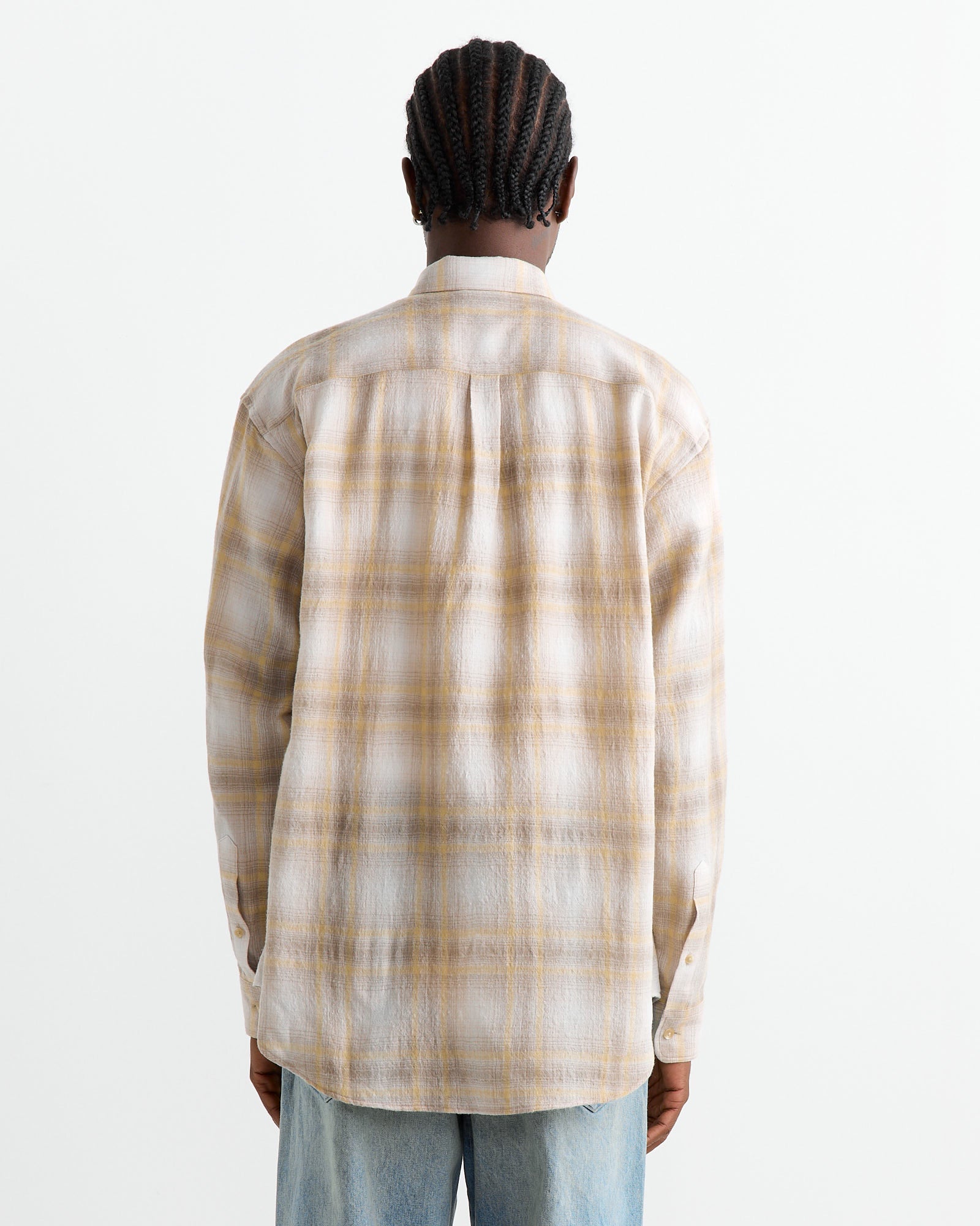 Auralee Airy Wool Check Shirt Yellow/Grey - Yellow/Grey / 4 (262888)