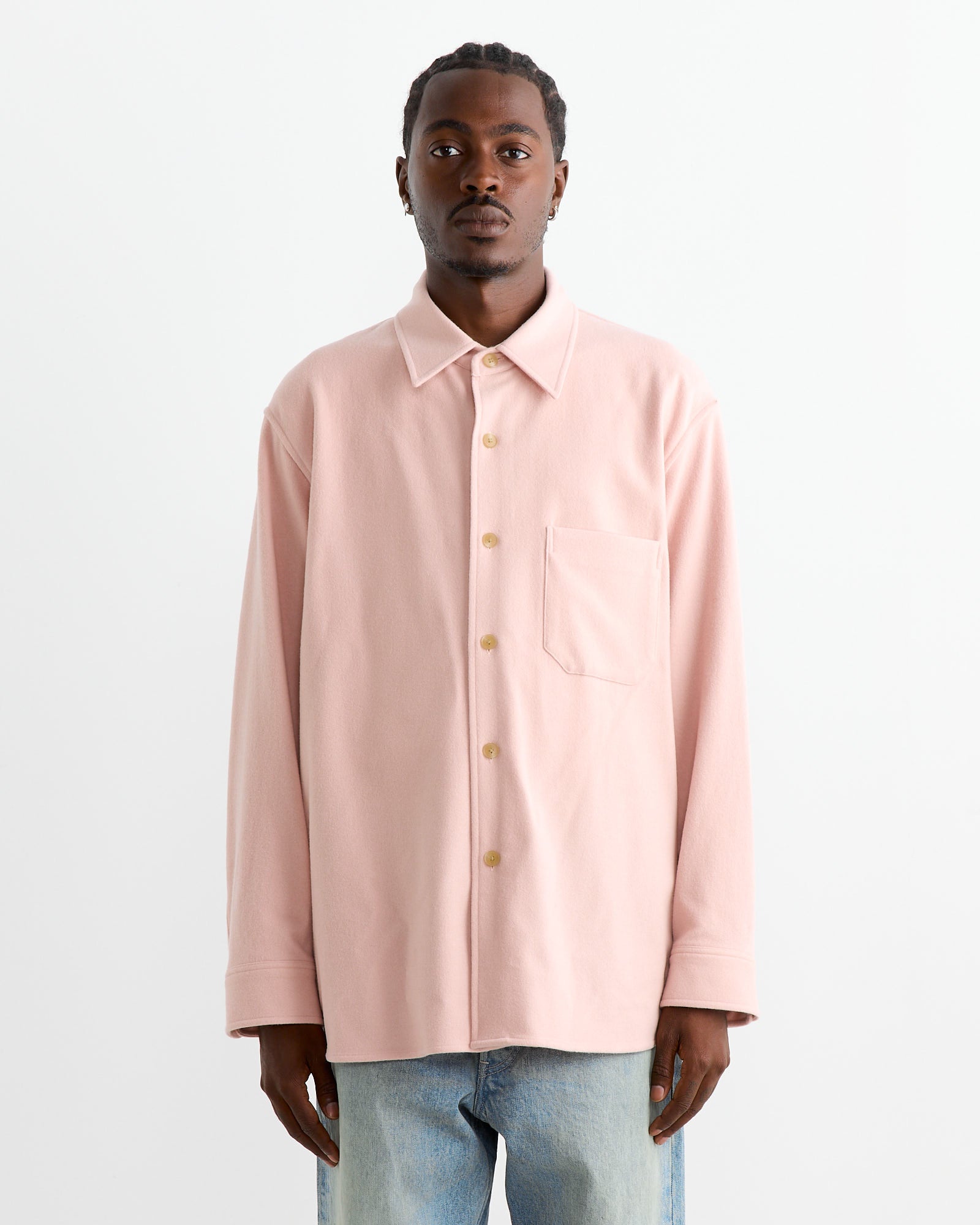 Auralee Wool Flannel Shirt Light Pink - Light Pink / 4 (262897)