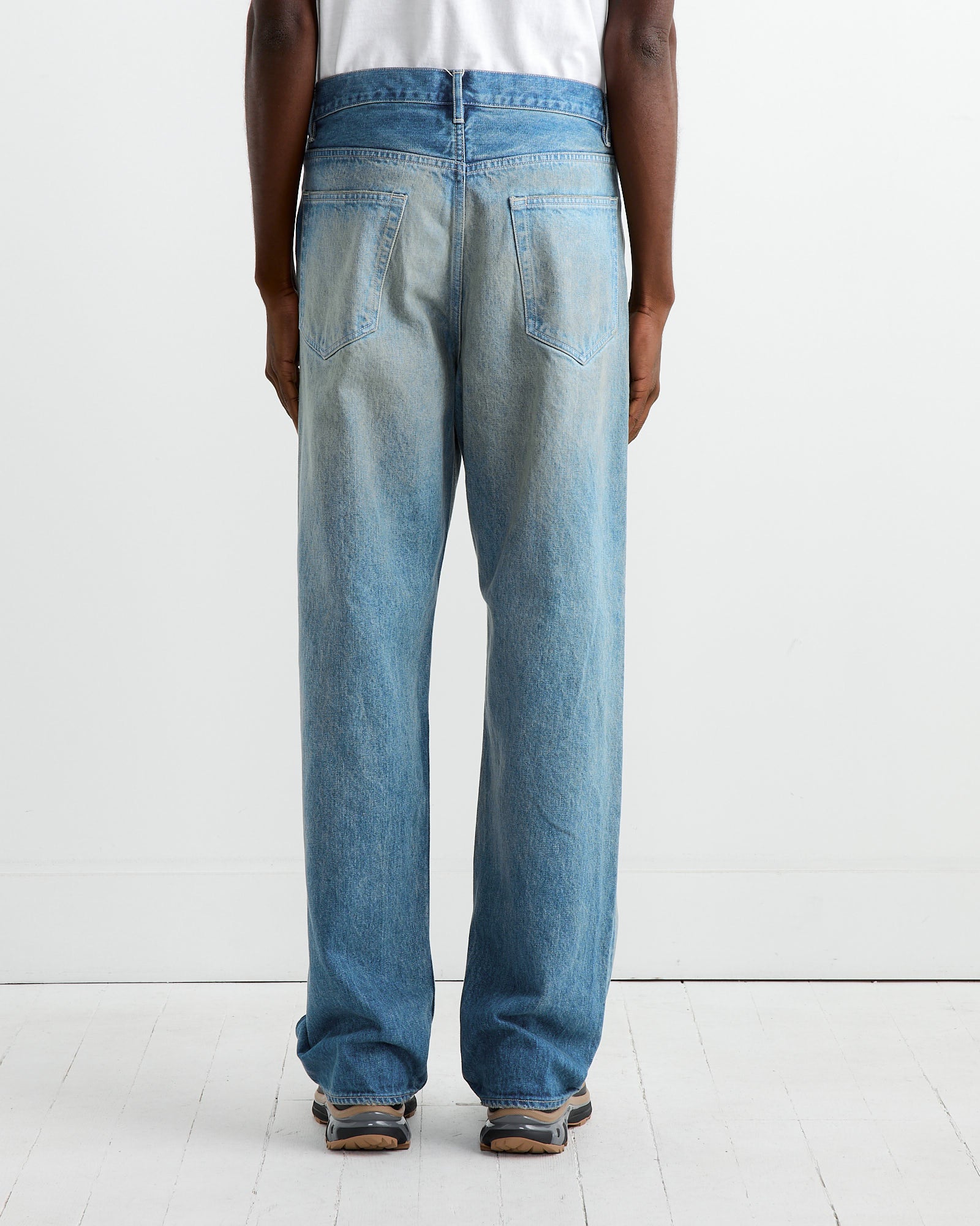 Selvedge Heavy Denim Wide Pant in Faded Indigo