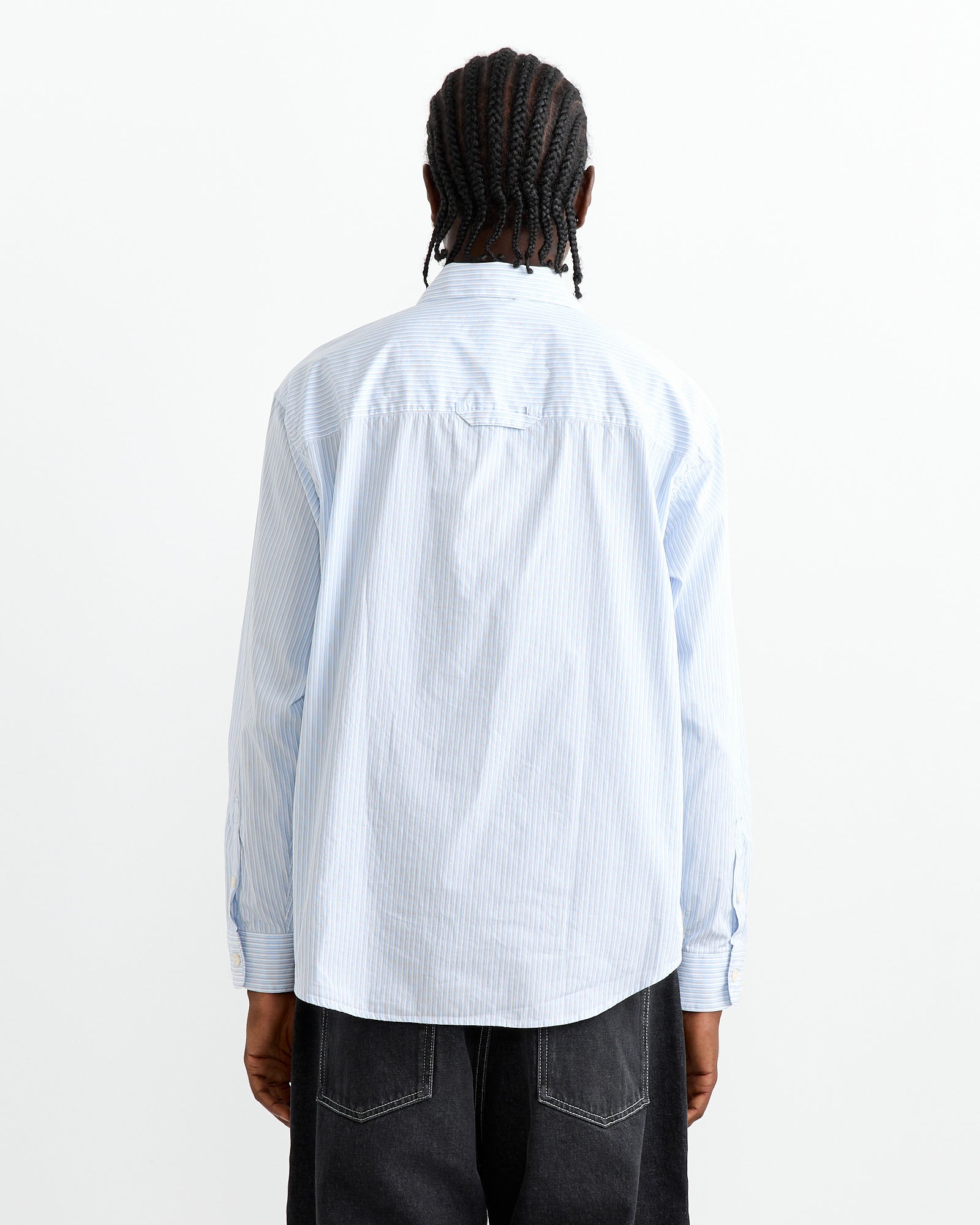 mfpen Common Shirt Blue Fine Stripe - Blue Fine Stripe / S (263044)