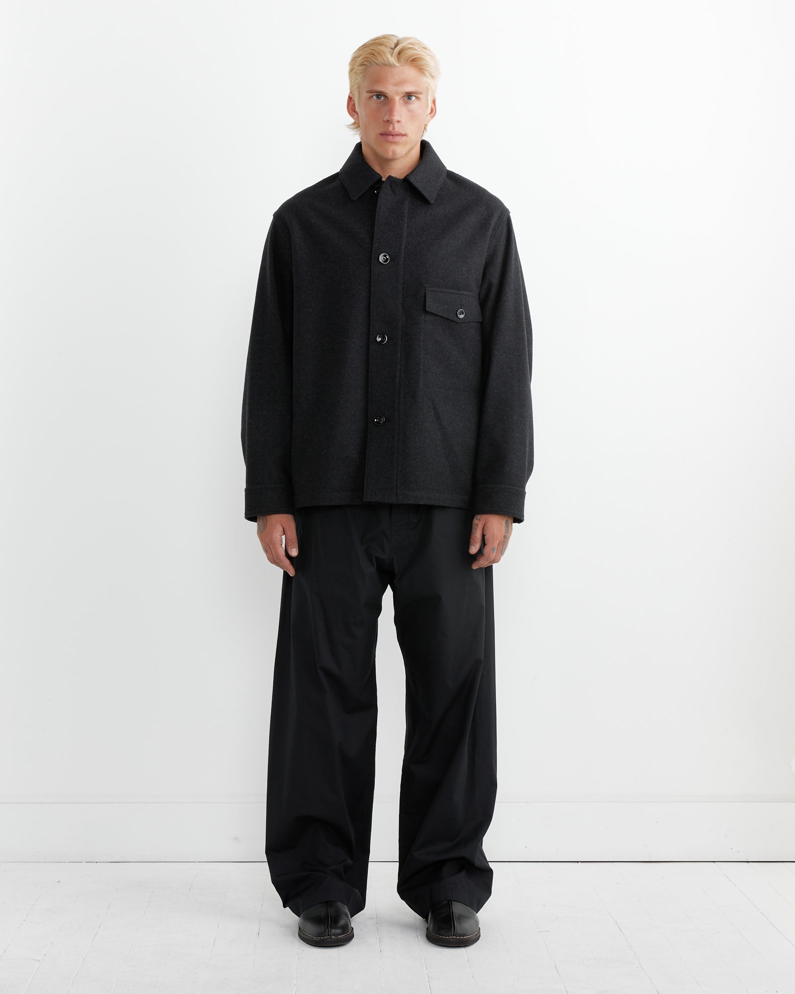 One Pocket Overshirt in Ash Black