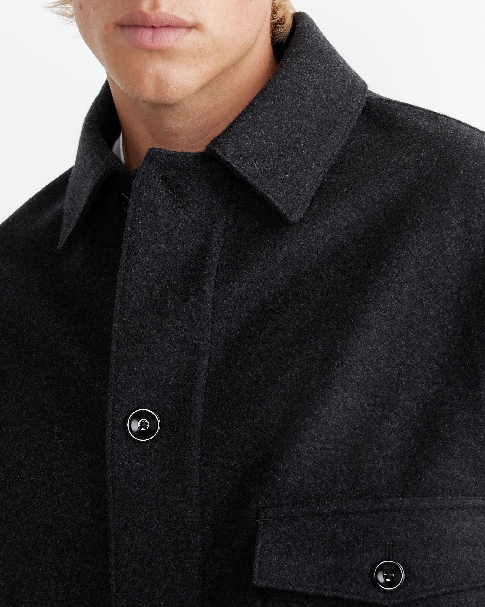 Lemaire One Pocket Overshirt Ash Black - Ash Black / 48 (263101)