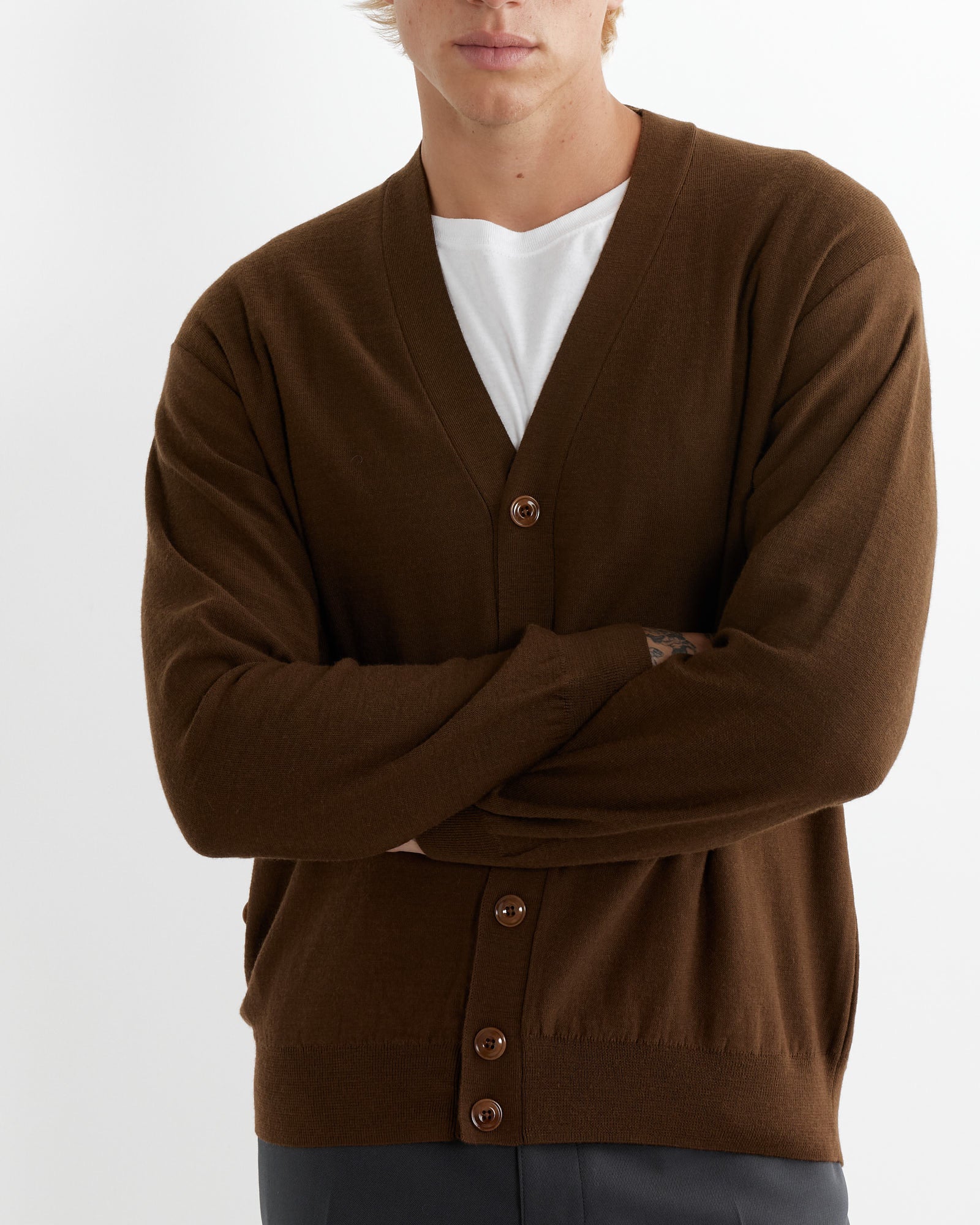 Lemaire Relaxed Twisted Cardigan Hazelnut Brown - Hazelnut Brown / M (263139)