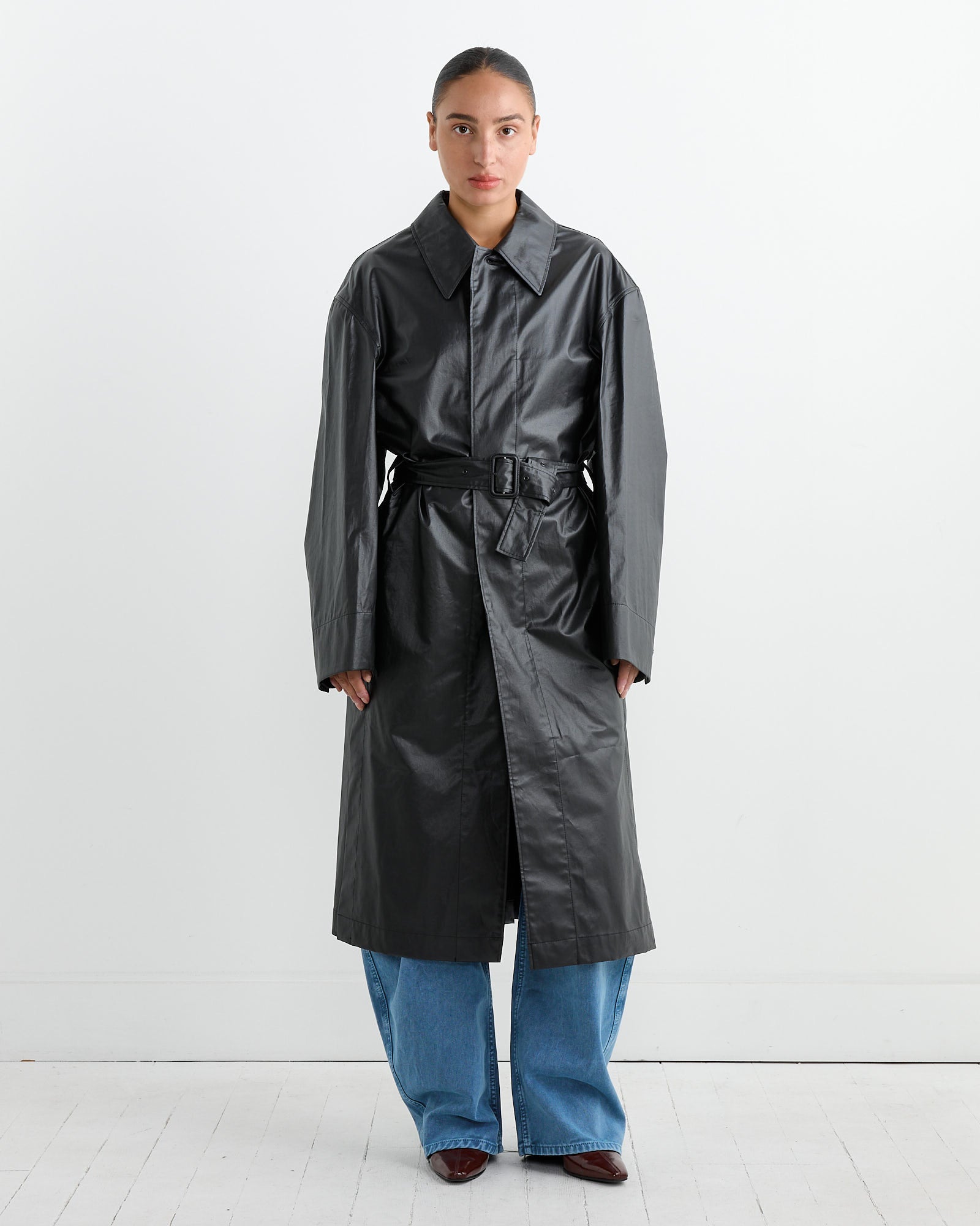 Lemaire Belted Rain Coat Ash Black - Ash Black / 38 (263168)