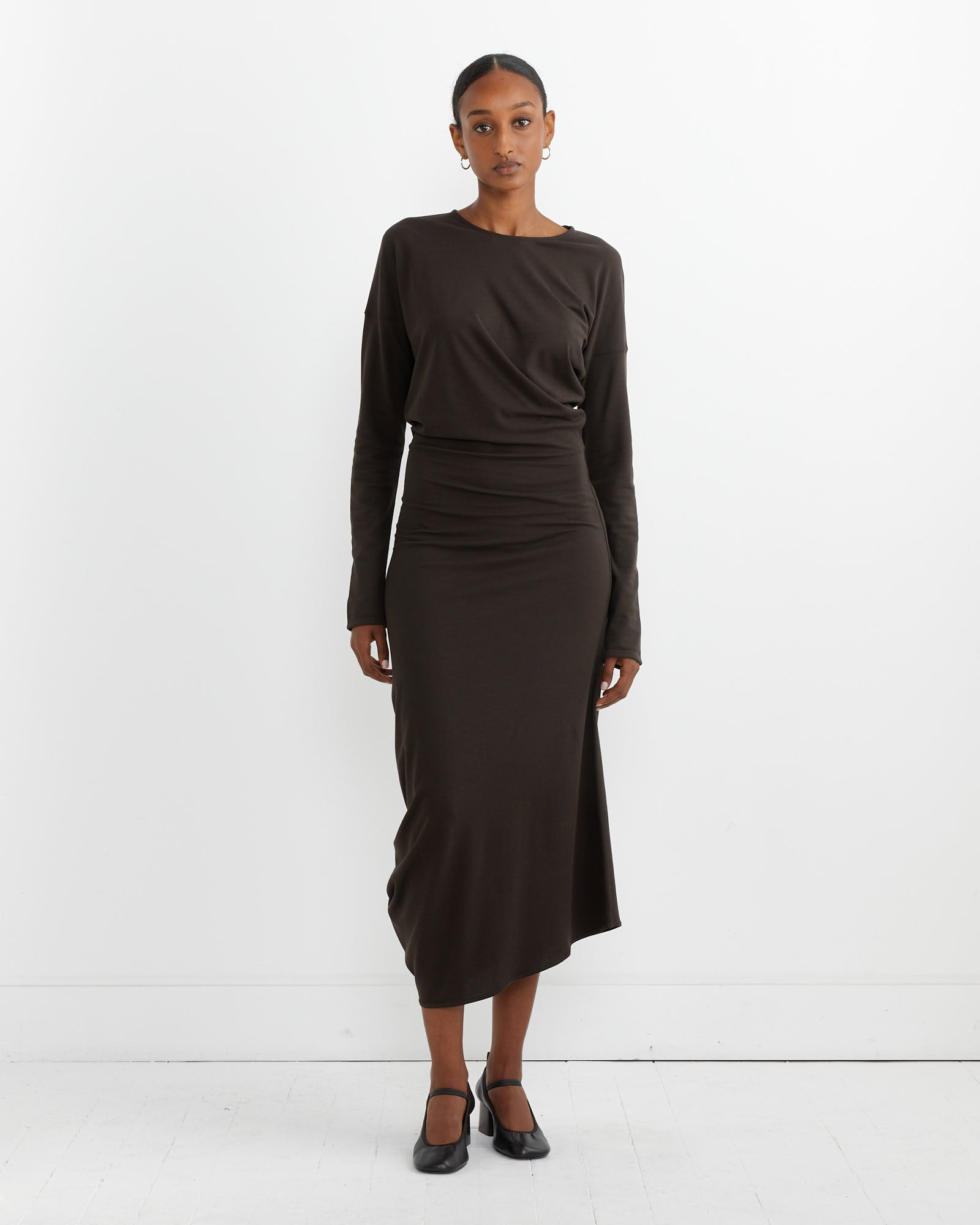 Lemaire L/S Twisted Dress Dark Espresso - Dark Espresso / XS (263185)