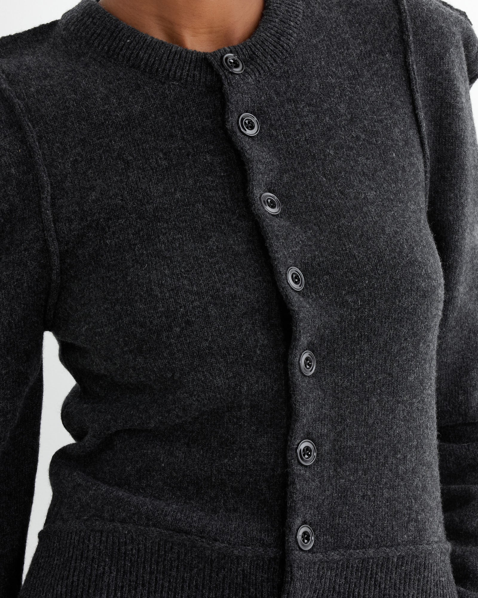 Fitted Cardigan in Anthracite Melange