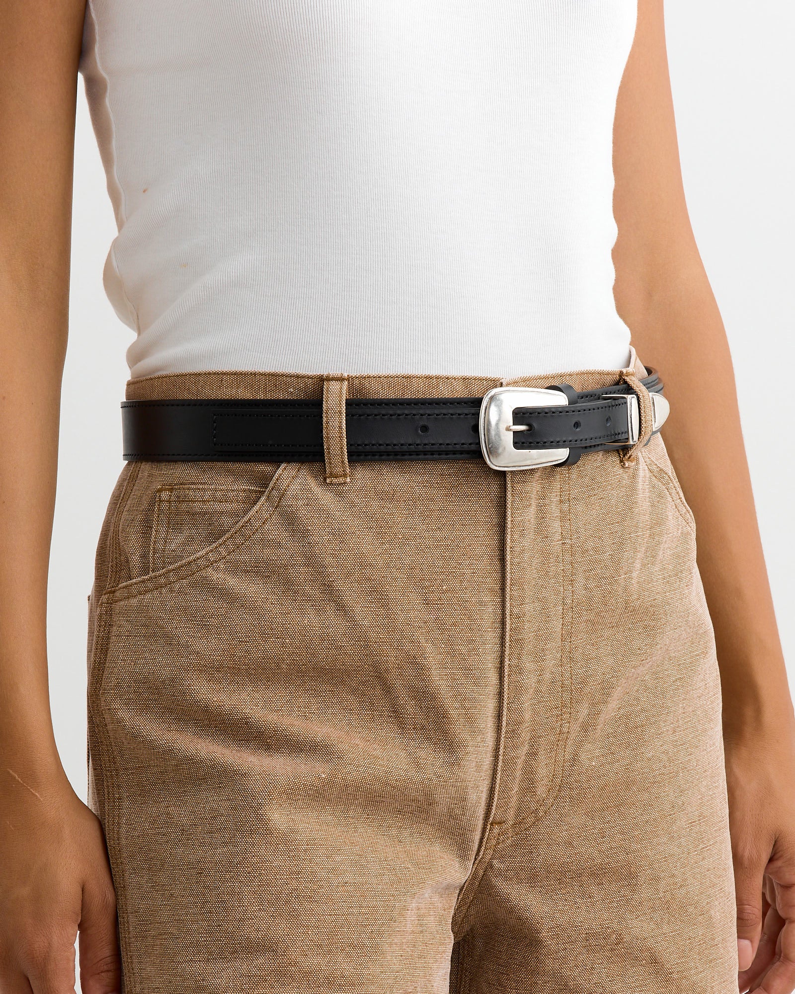 Minimal Western Belt in Black - Black / 75 (263191)