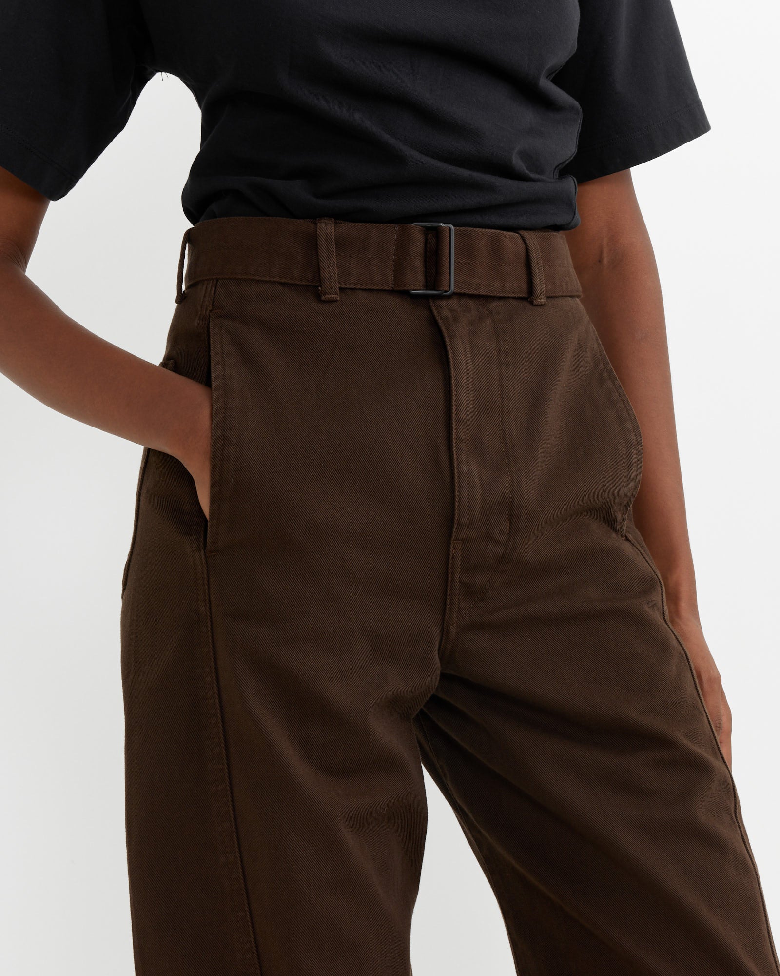 Twisted Belted Pant in Espresso