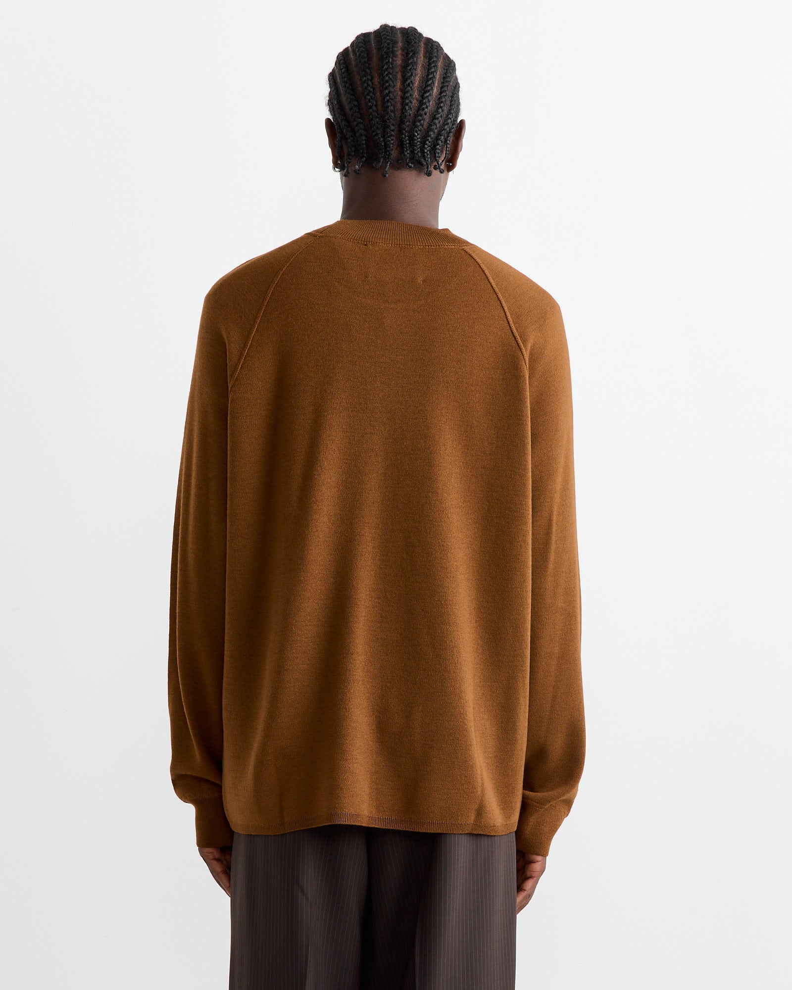 Wide Neck Sweatshirt in Tobacco