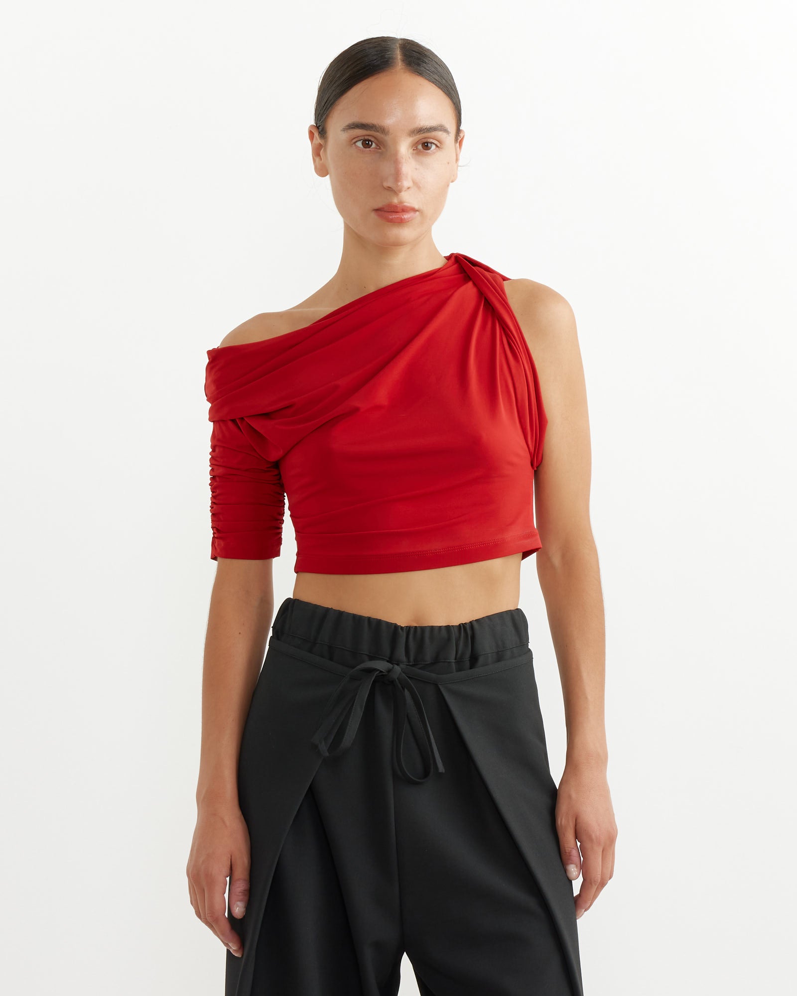 Jacquemus Le Haut Drapeado MC Top Dark Red - Dark Red / S (263323)