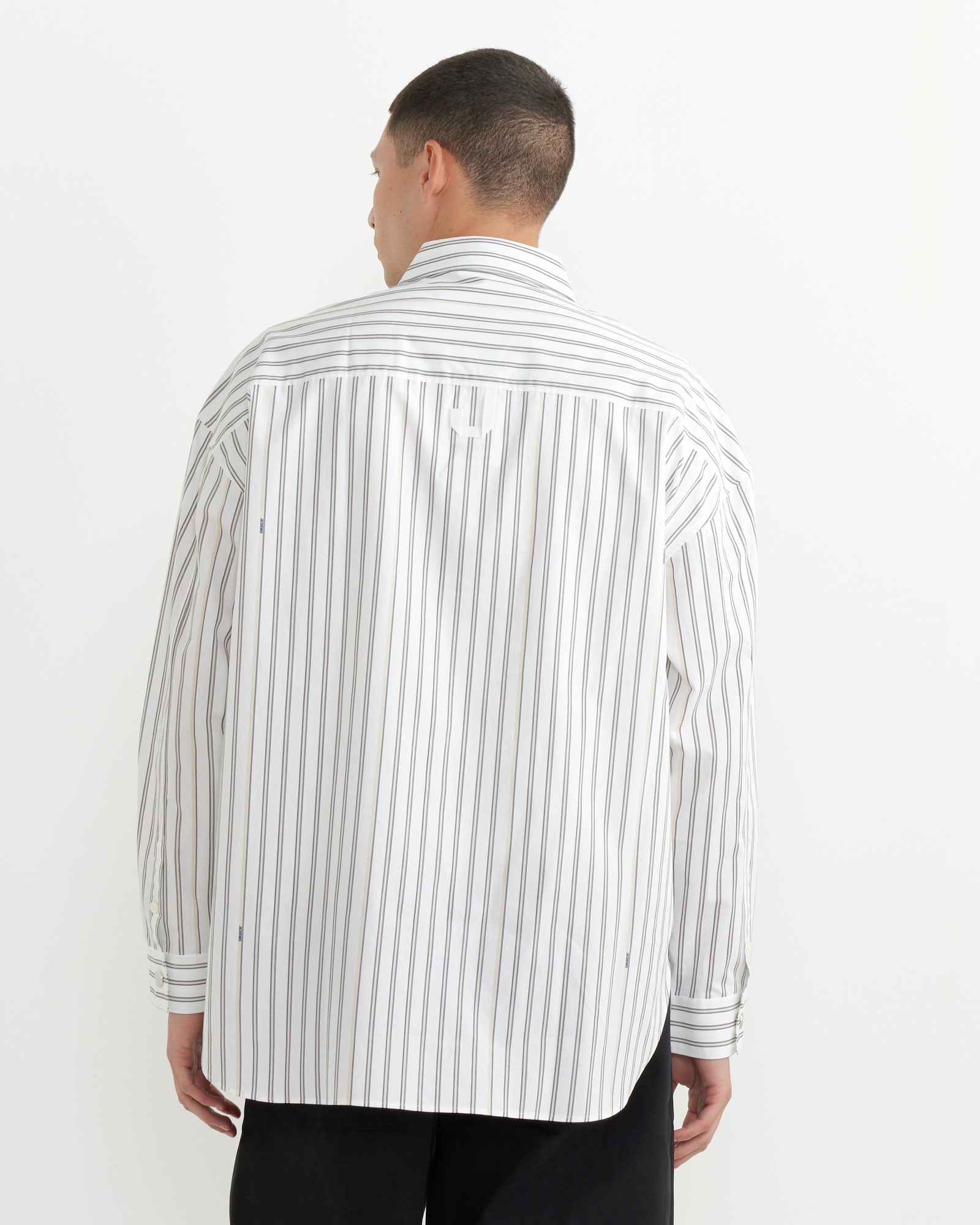 La Chemise Manches Longue Shirt in Beige Stripes