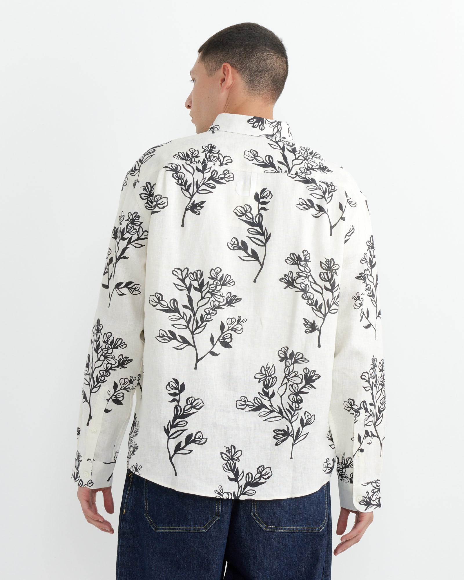 La Chemise Simon Shirt in Black Flowers