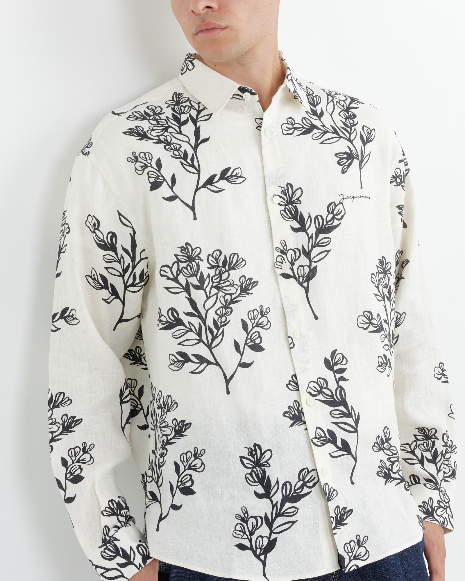 La Chemise Simon Shirt in Black Flowers