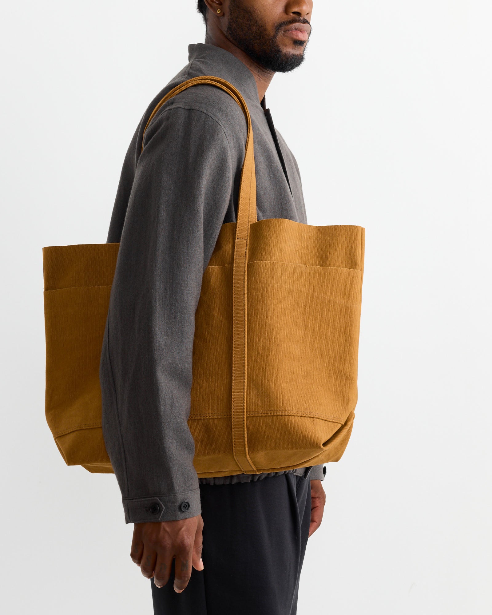 Washed Canvas 6 Pockets Tote in Mustard - Default Title (263395)