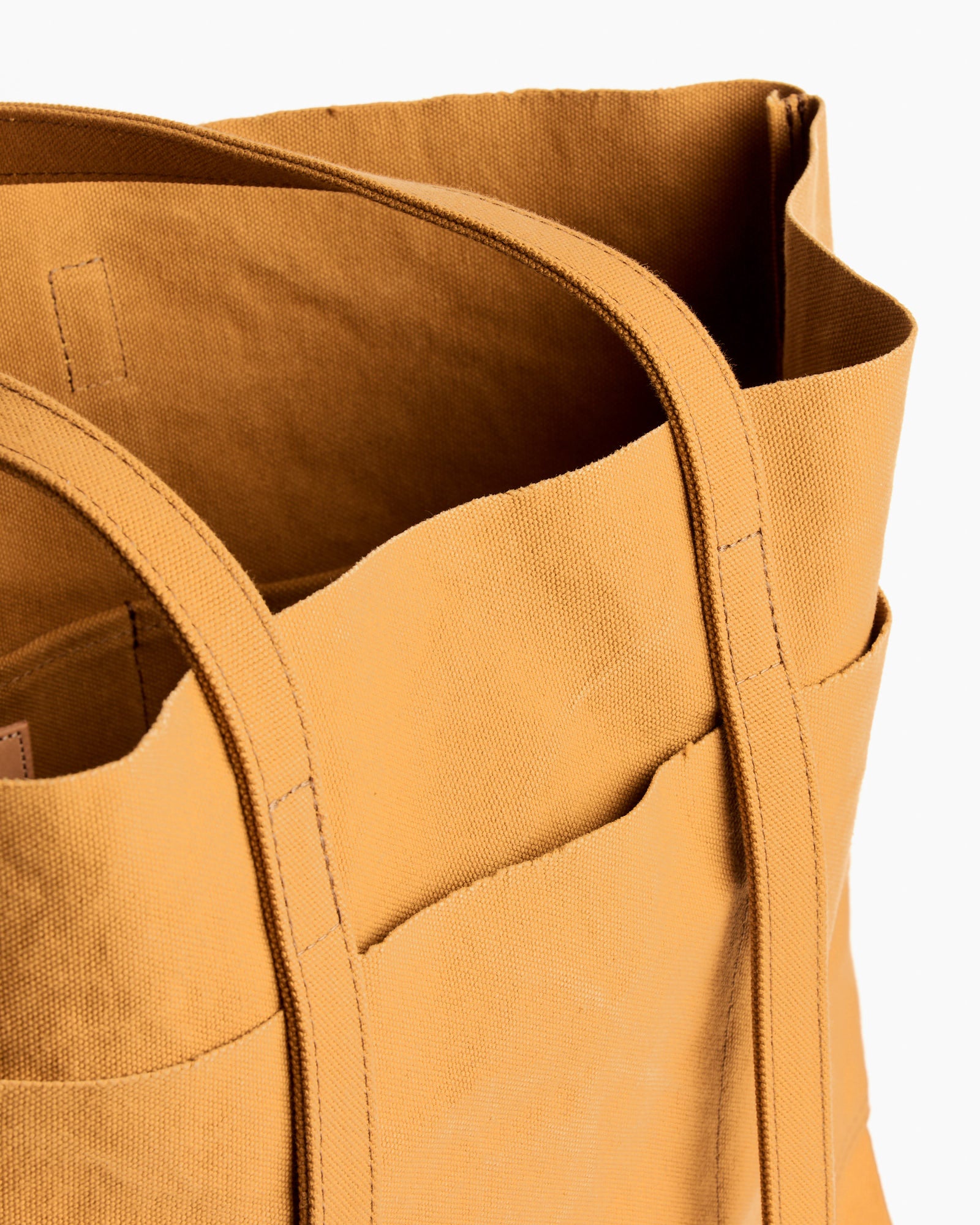 Washed Canvas 6 Pockets Tote in Mustard