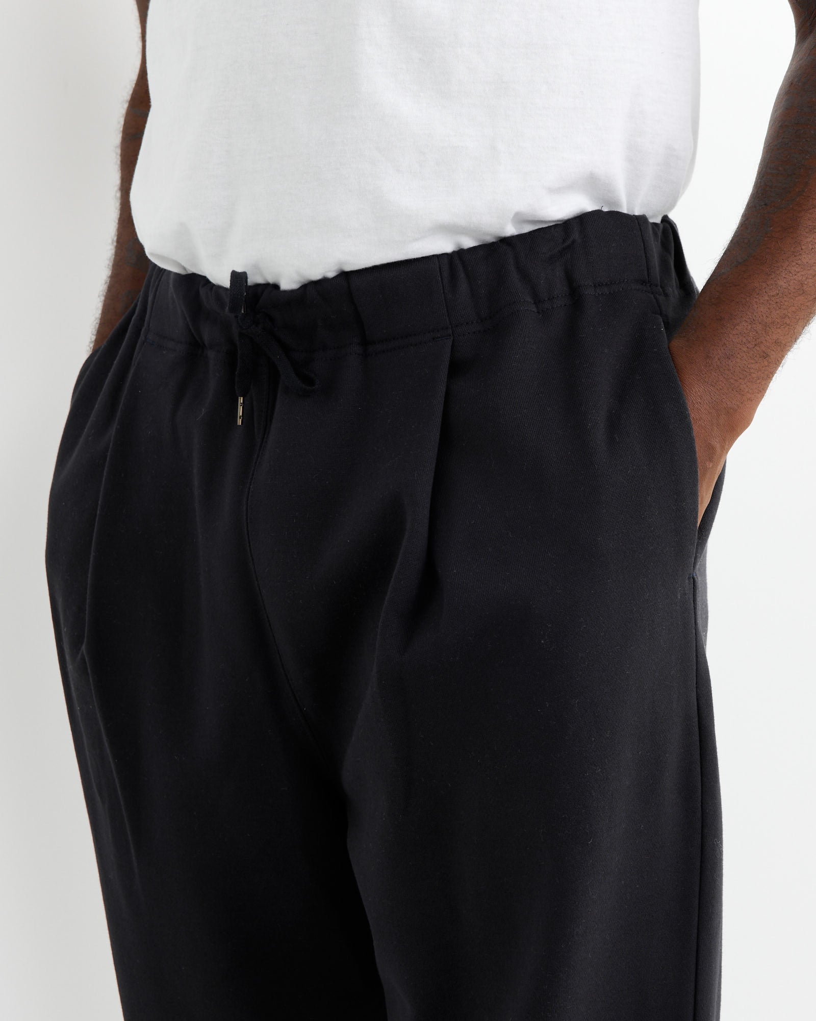 Still By Hand Cotton Jersey One Tuck Pant Black Navy - Black Navy / 2 (263422)