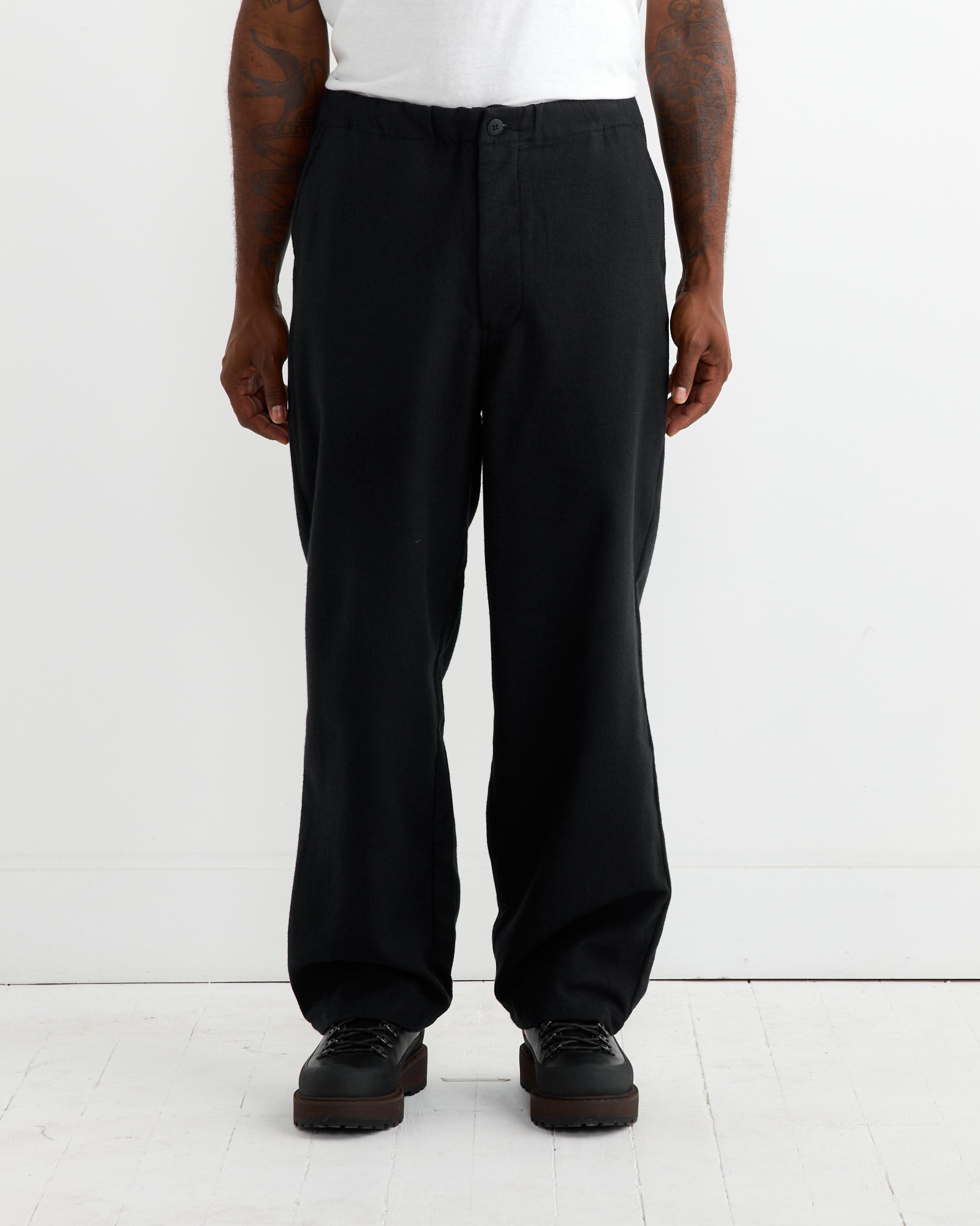 Still By Hand Wool Mix Easy Pant Black Navy - Black Navy / 2 (263429)