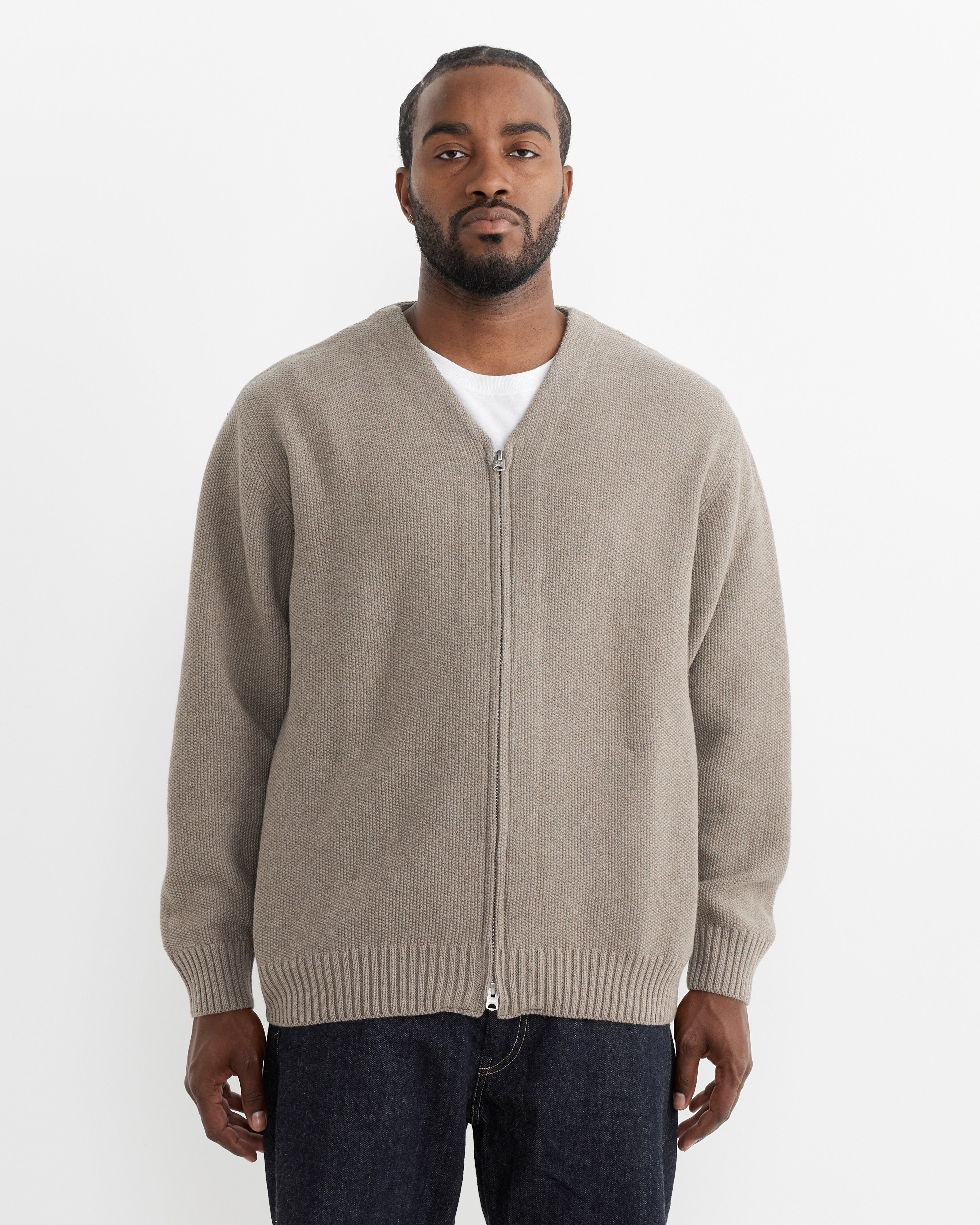 Still By Hand Zip Up Cardigan Greige - Greige / 2 (263441)