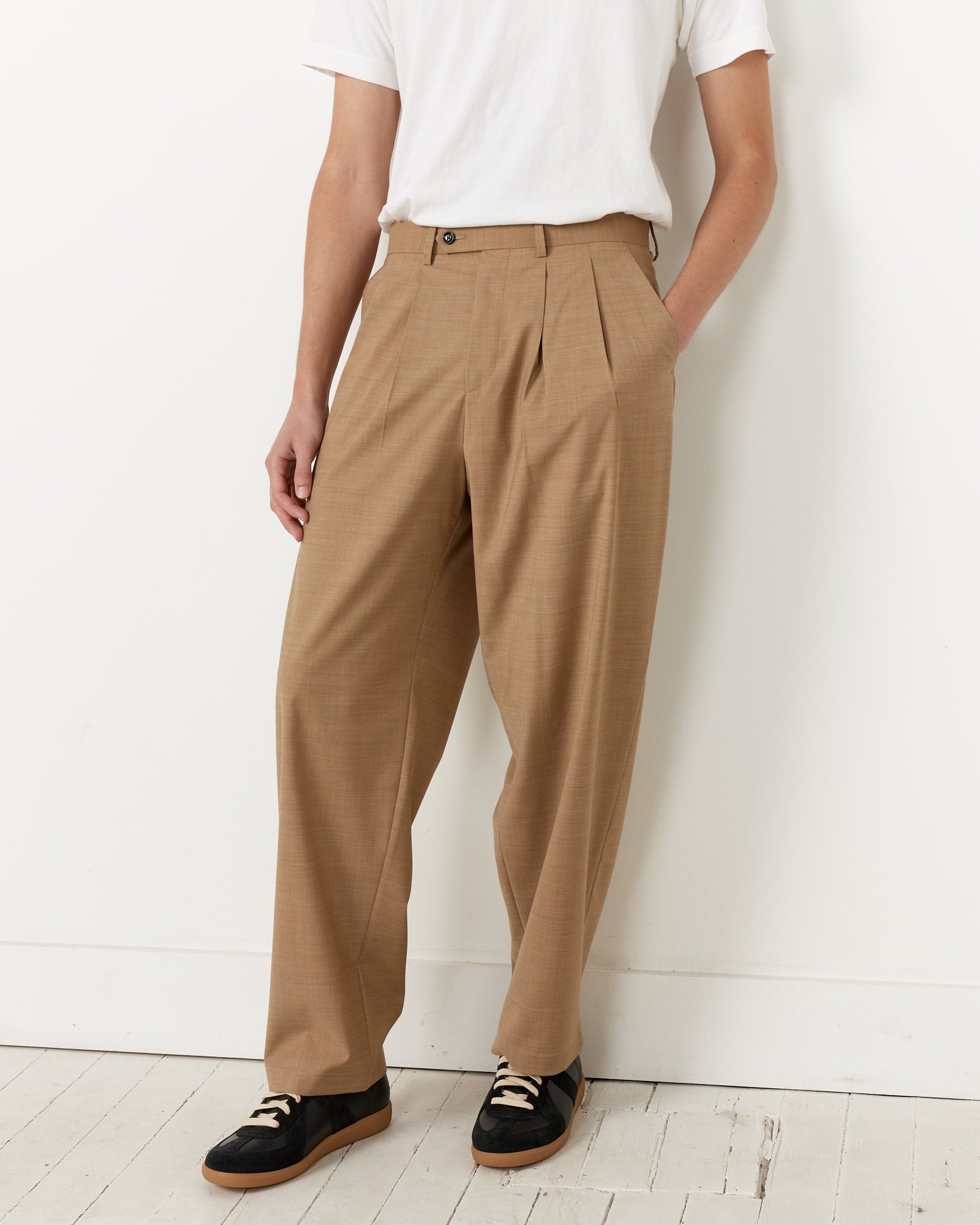 LC23 Nylon Wool Trousers Camel - Camel / 46 (263507)