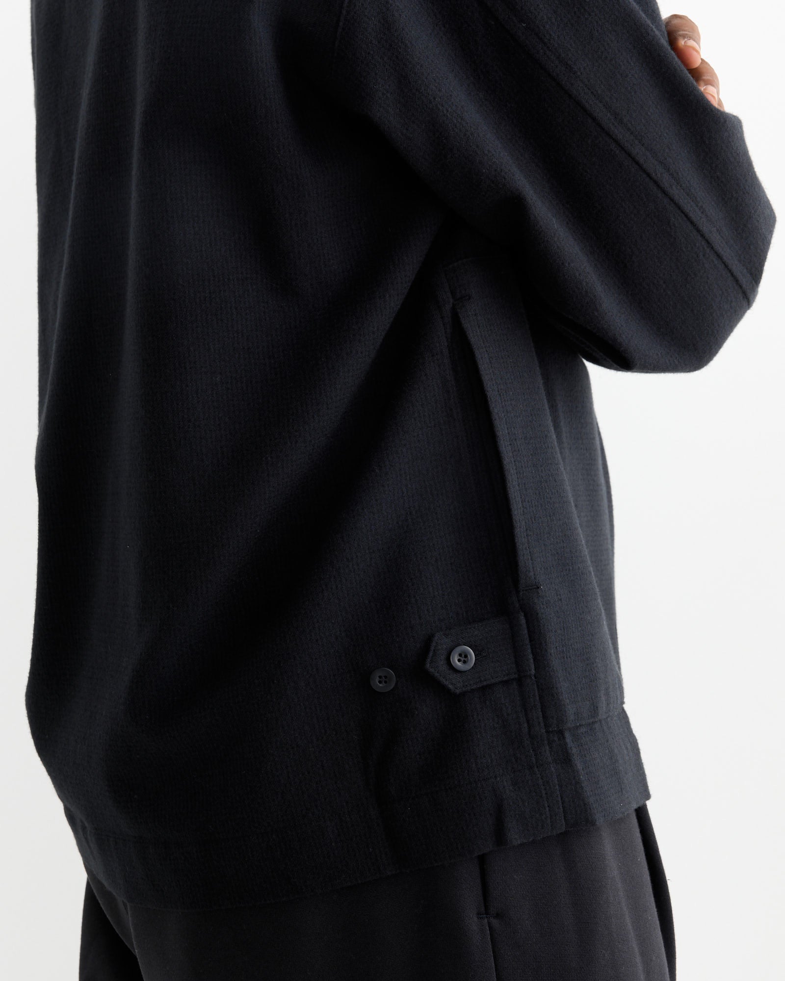 Wool Mix Shirt Jacket in Black Navy