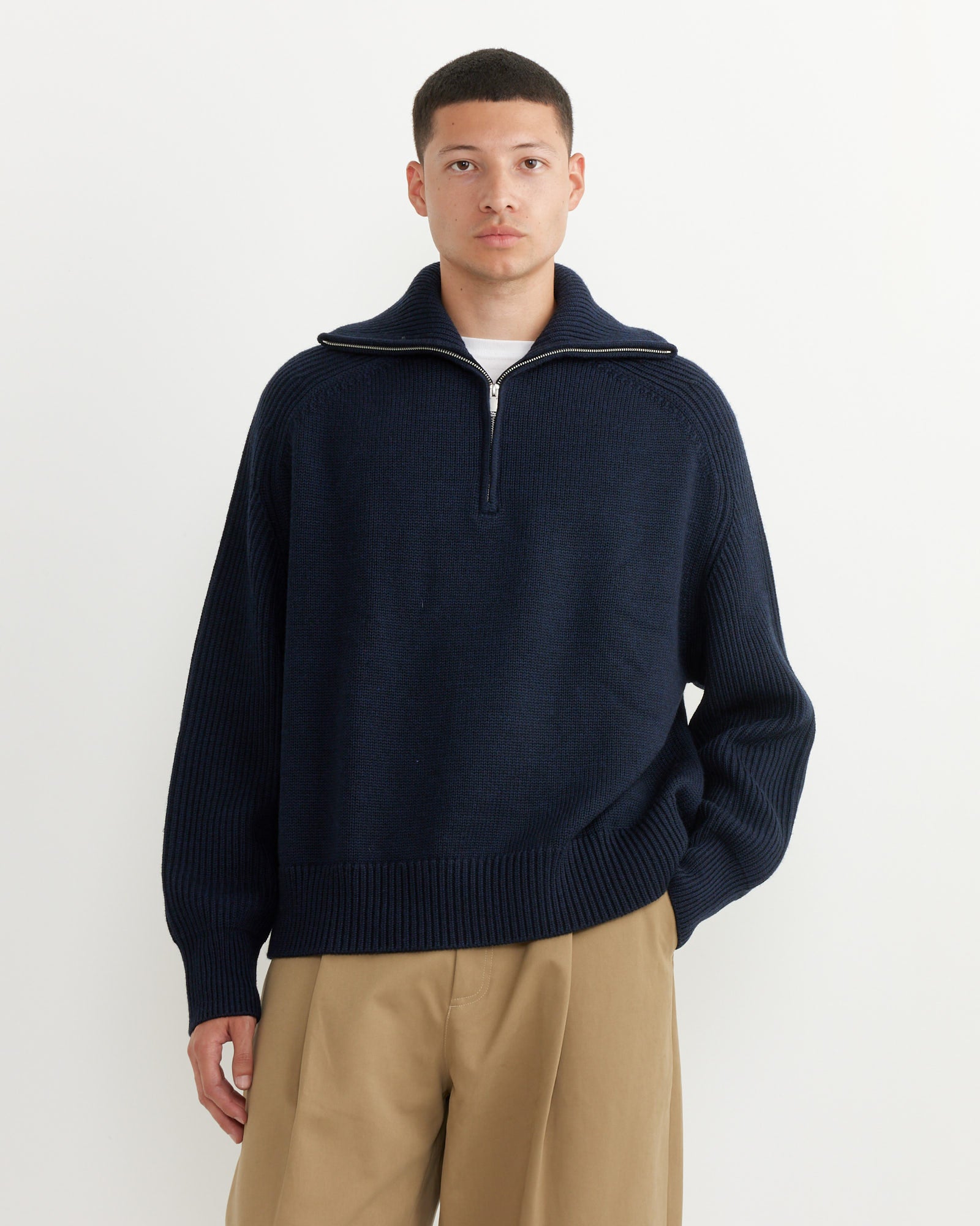 Level Roll Neck in Navy Marl