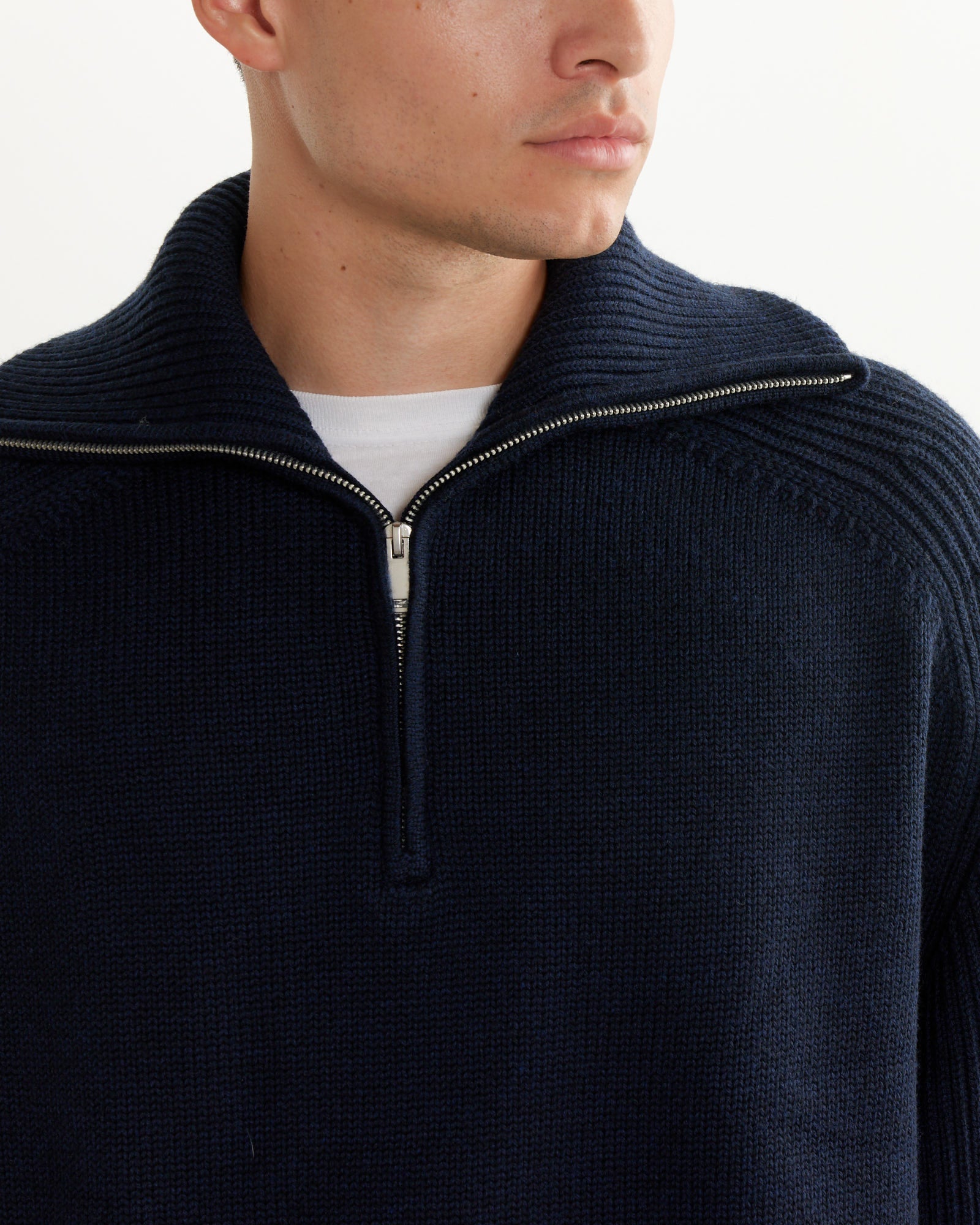 Level Roll Neck in Navy Marl