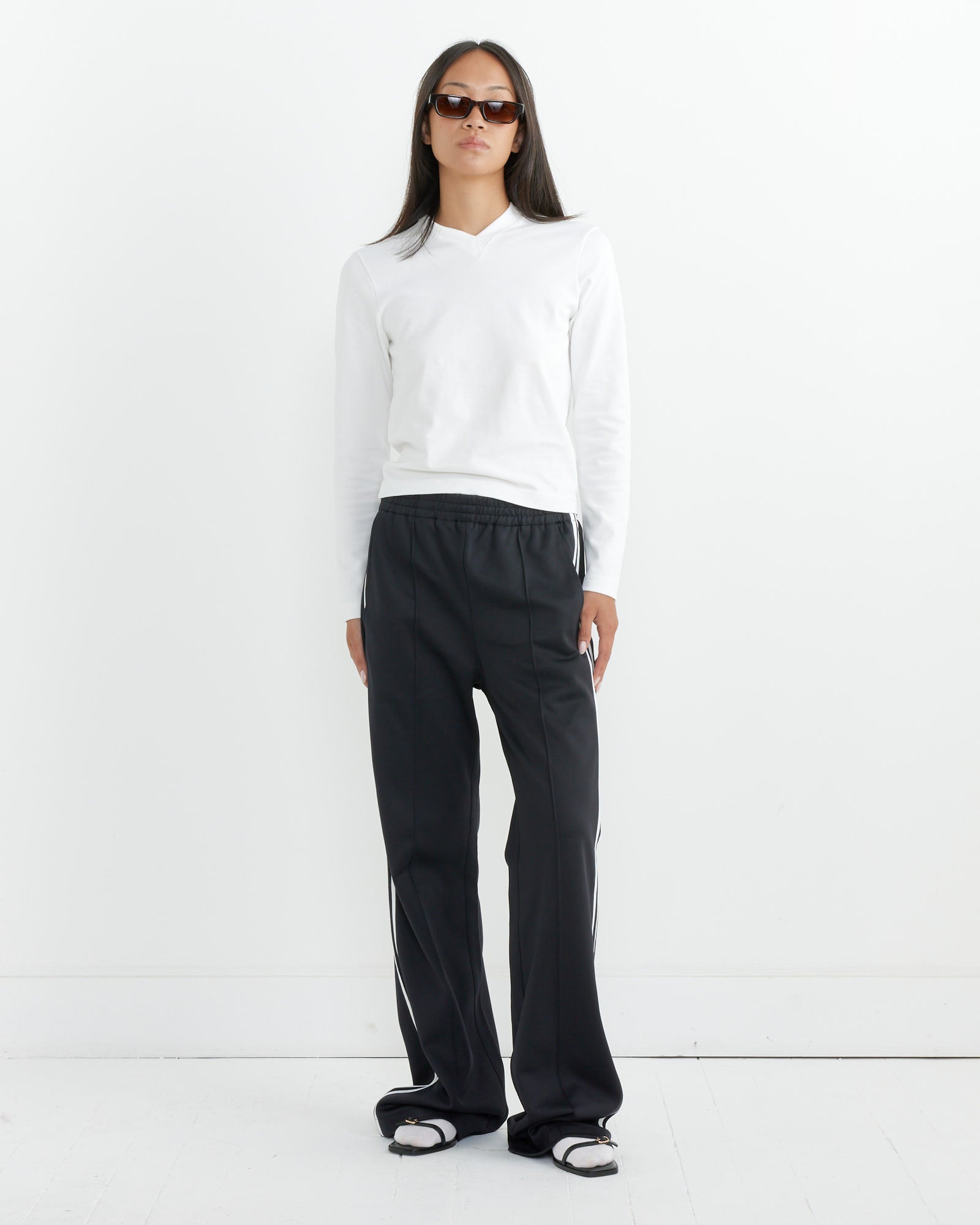 Tibi Perfect T Shrunken V-Neck Sweater White - White / S (263740)