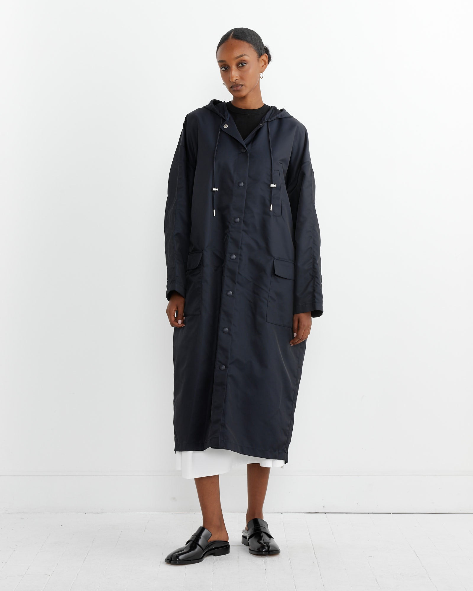 Tibi Eco Nylon Hooded Coat Midnight Navy - Midnight Navy / XS (263747)