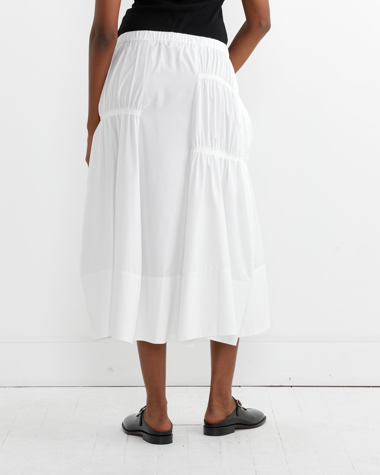 Tibi Shirred Nylon Paneled Skirt White - White / XS (263754)